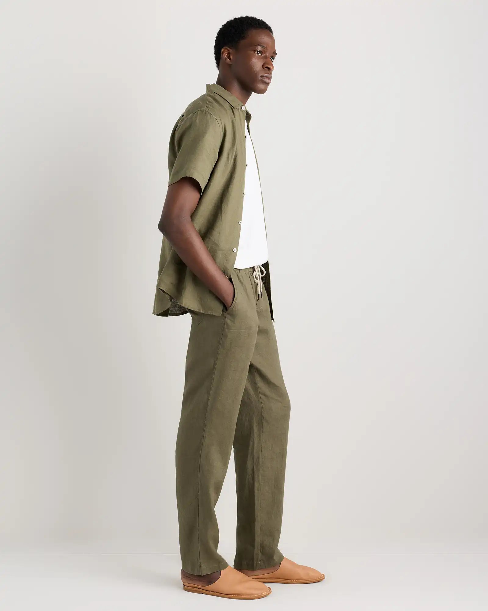 100% European Linen Drawstring Beach Pants