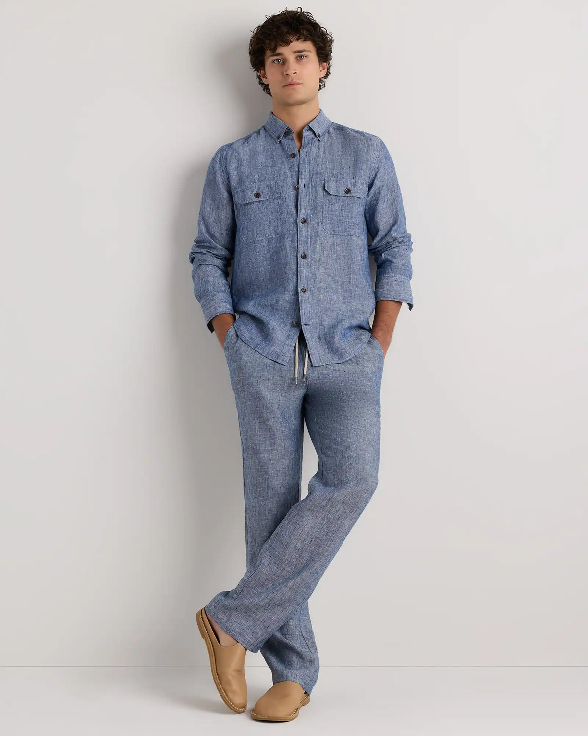 100% European Linen Drawstring Beach Pants