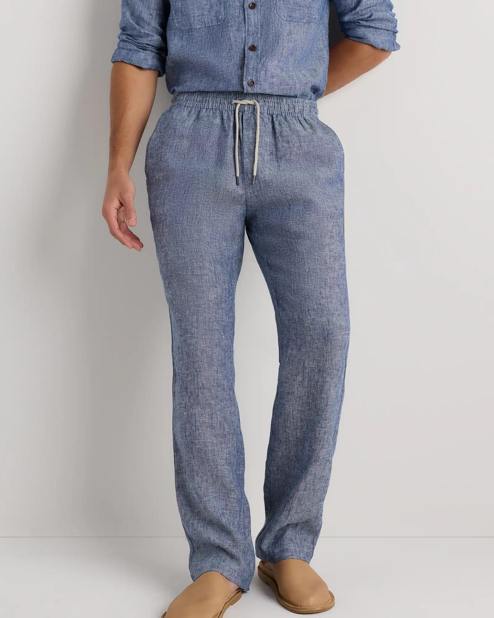 100% European Linen Drawstring Beach Pants