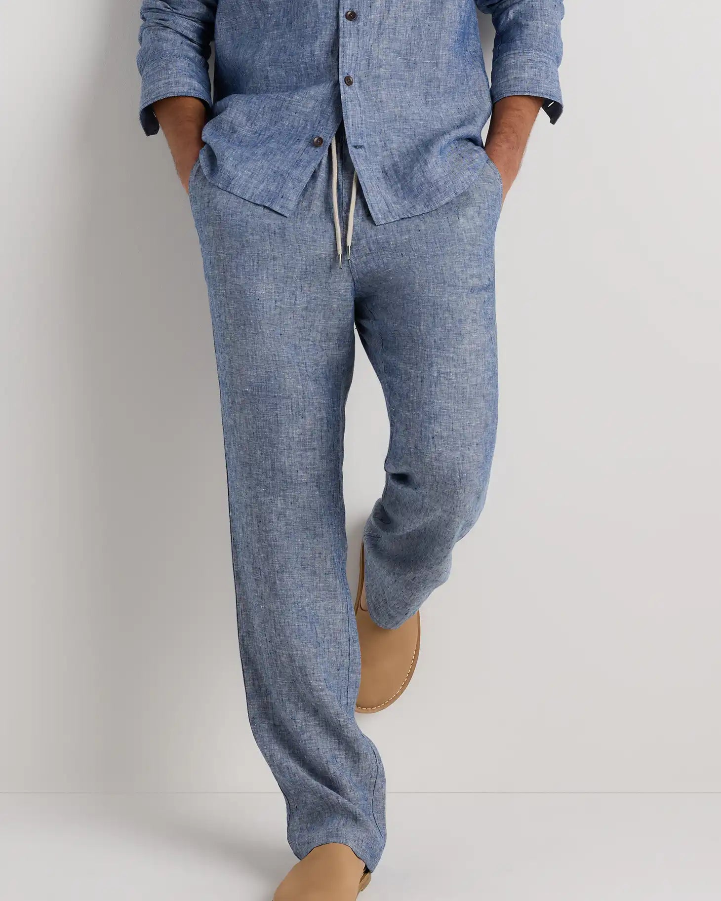 100% European Linen Drawstring Beach Pants
