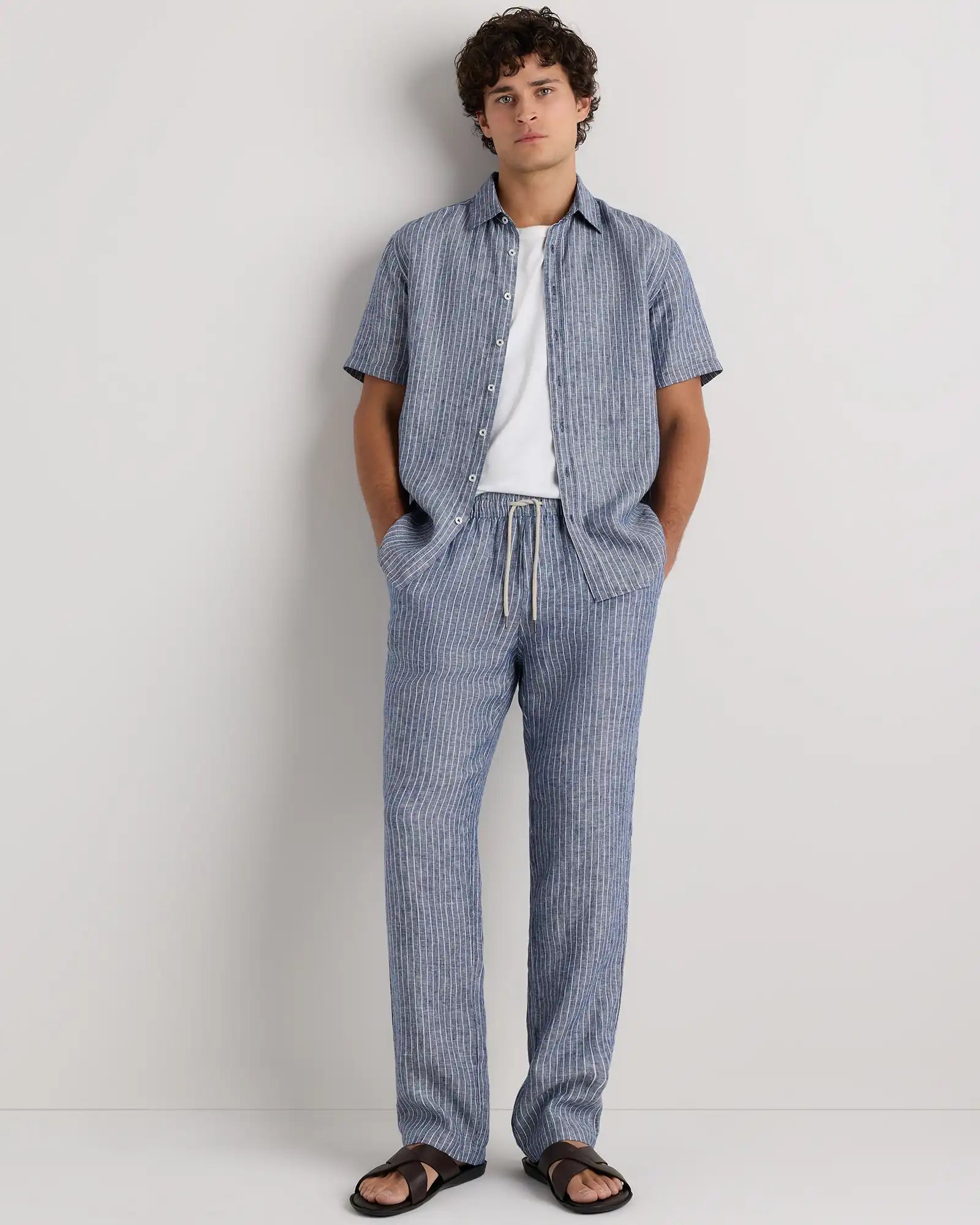 100% European Linen Drawstring Beach Pants