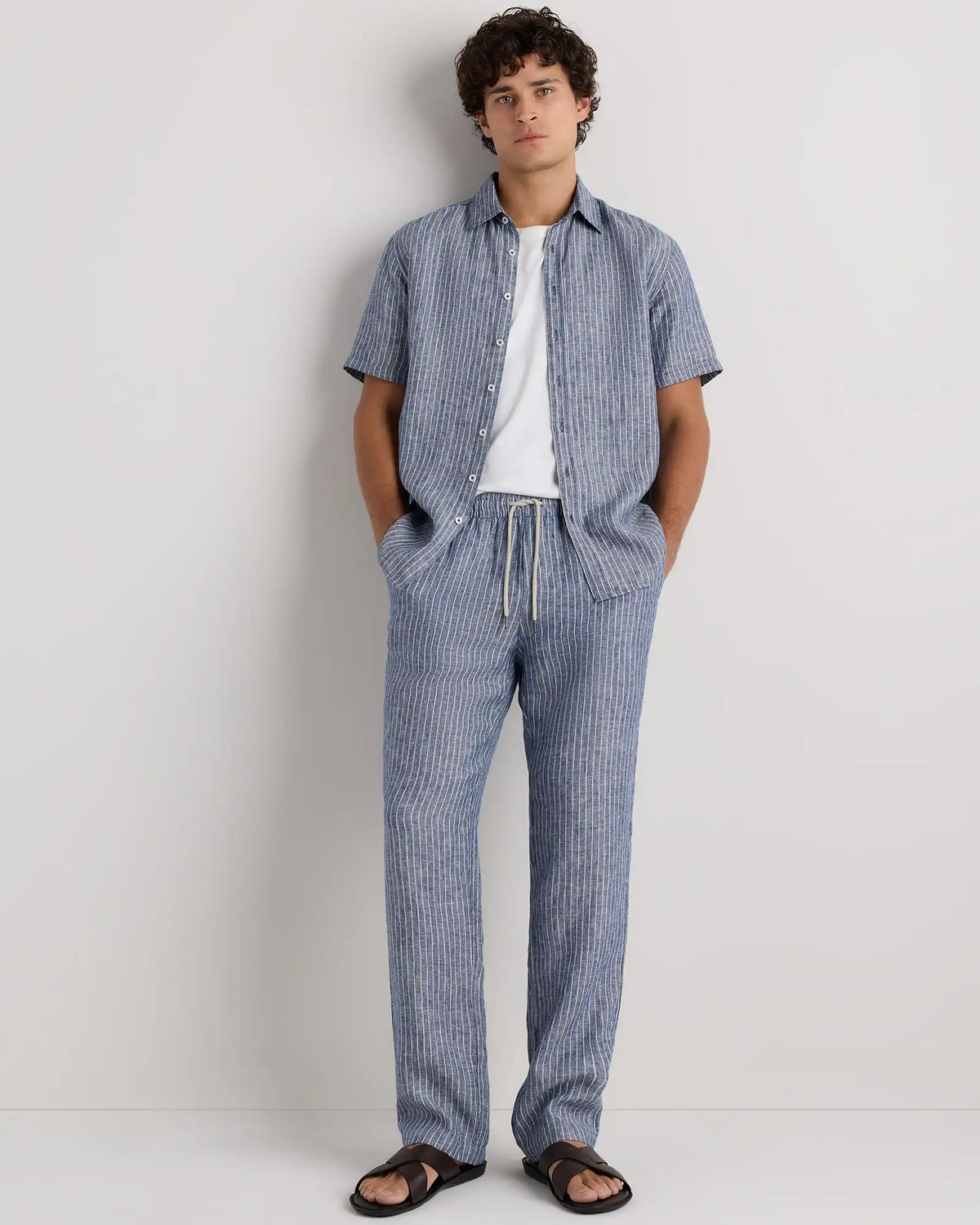 100% European Linen Drawstring Beach Pants