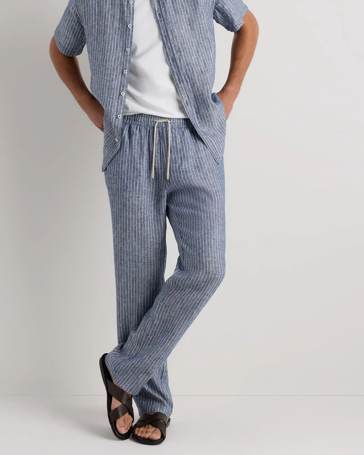 100% European Linen Drawstring Beach Pants