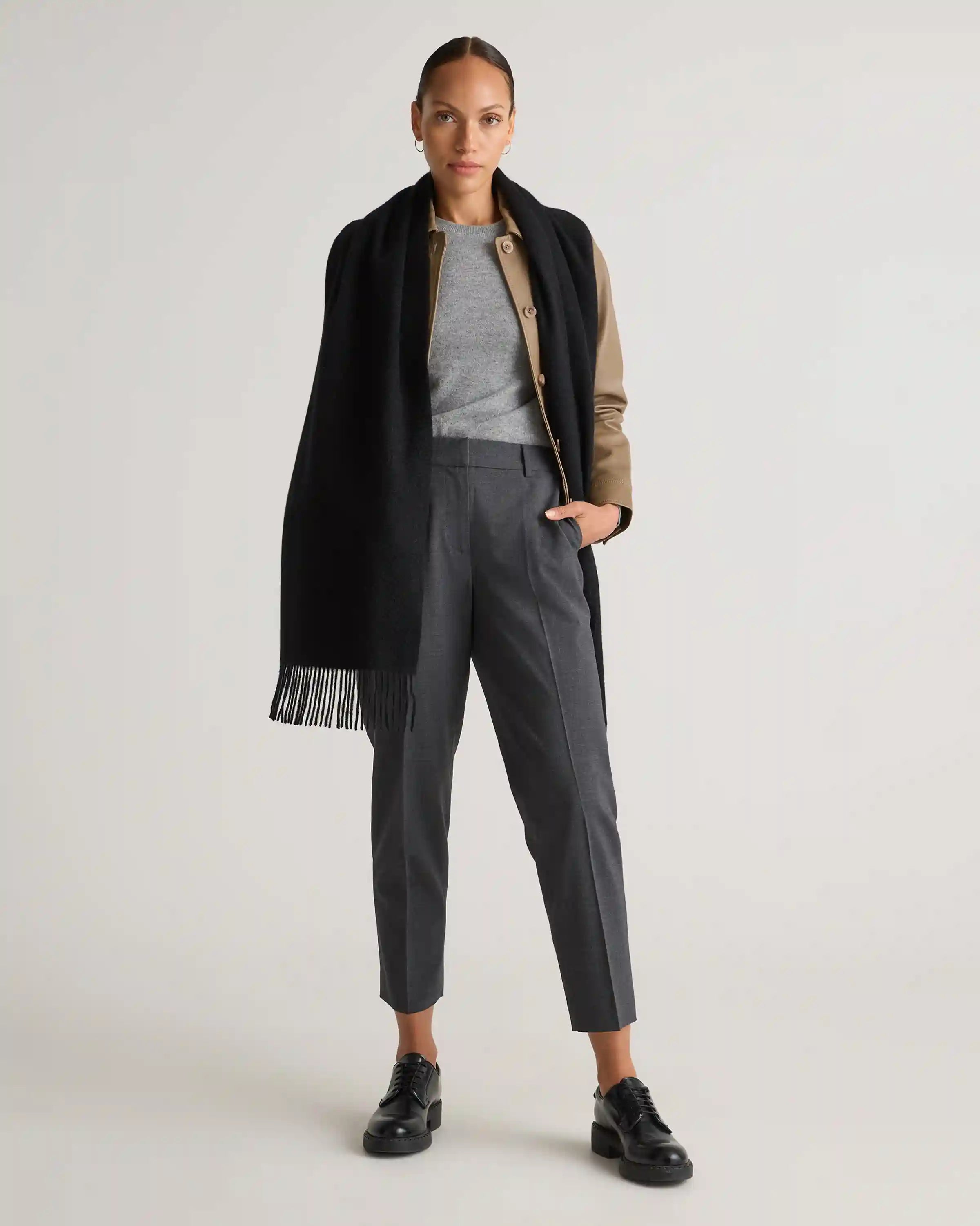 Mongolian Cashmere Woven Fringe Scarf