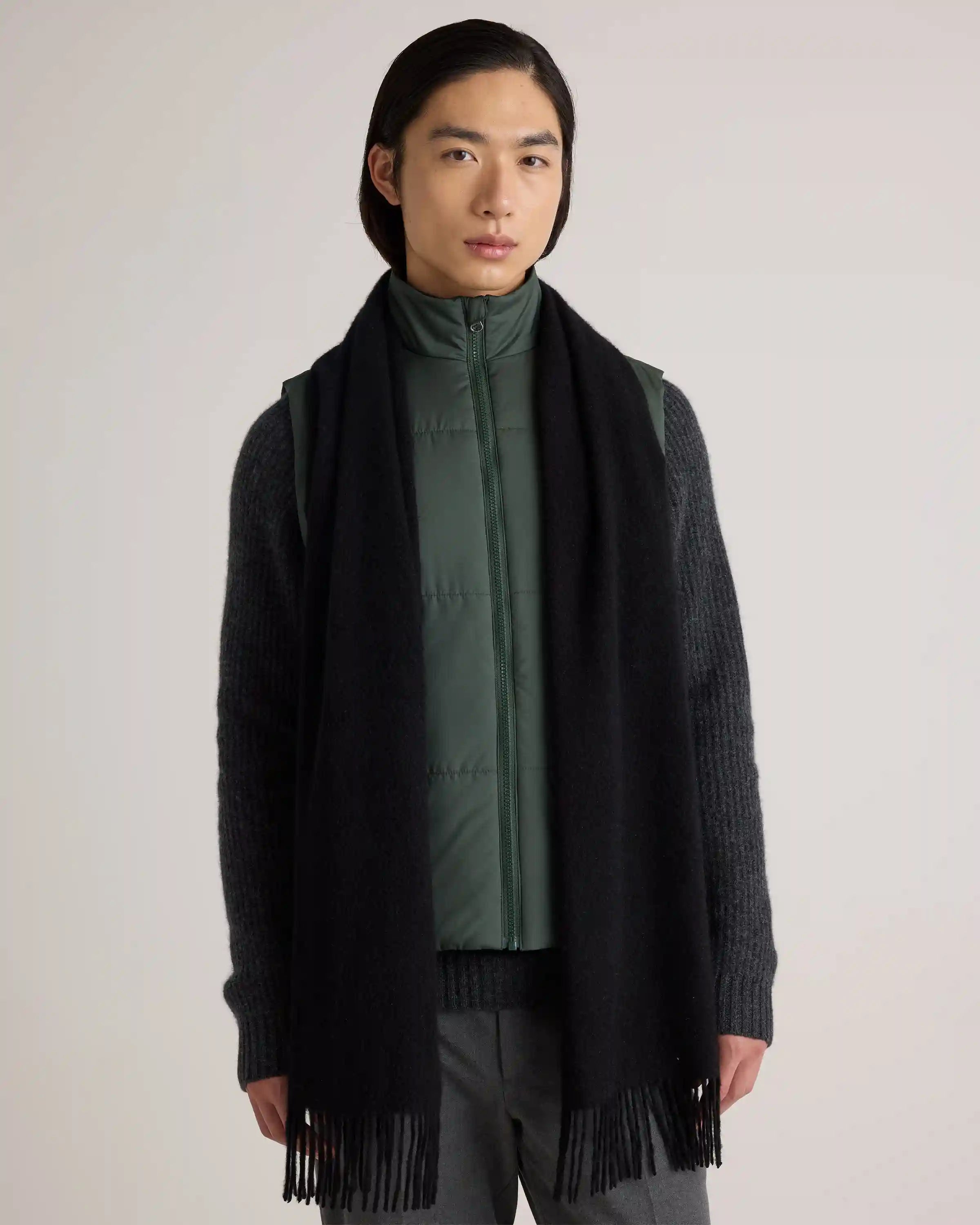 Mongolian Cashmere Woven Fringe Scarf