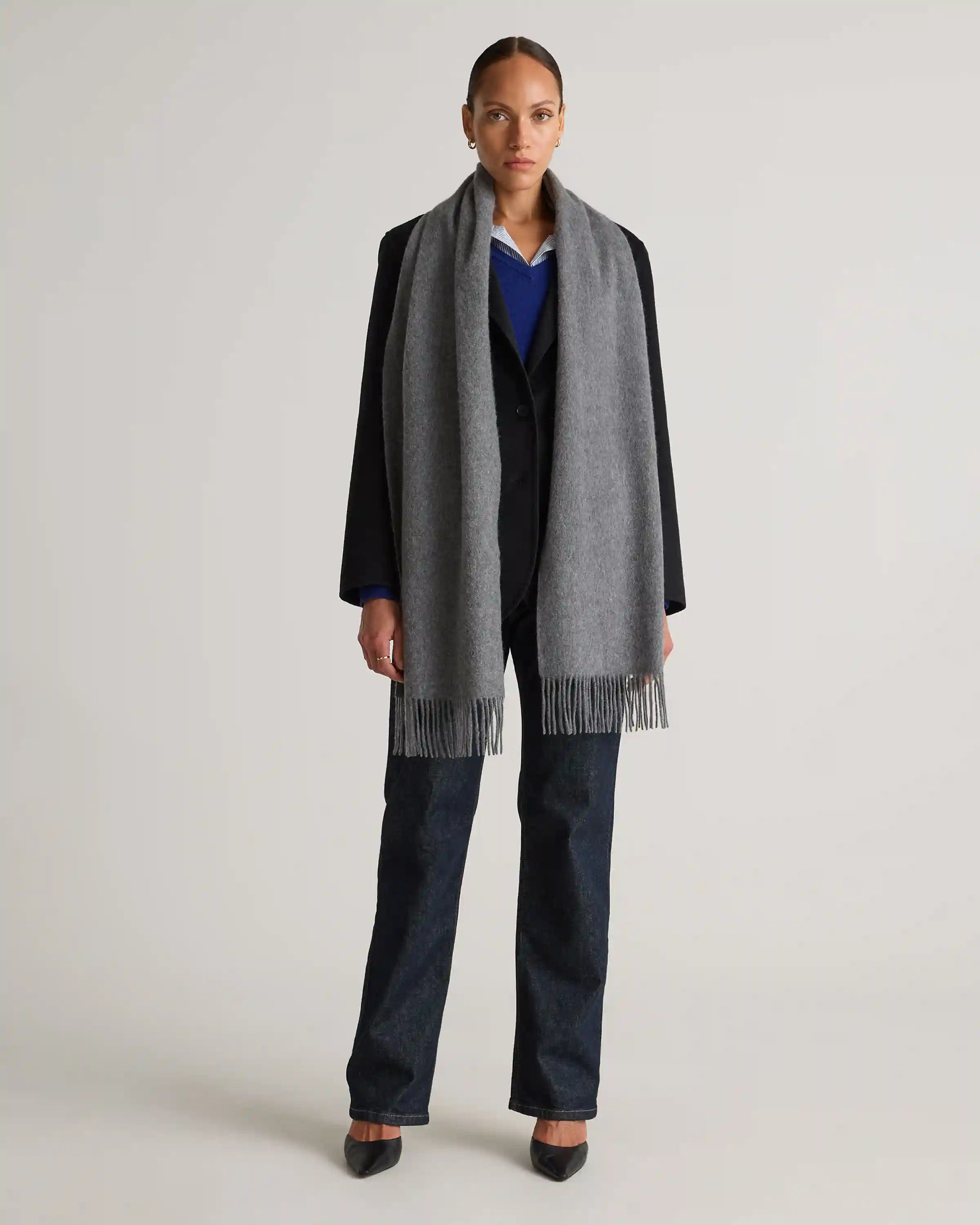 Mongolian Cashmere Woven Fringe Scarf