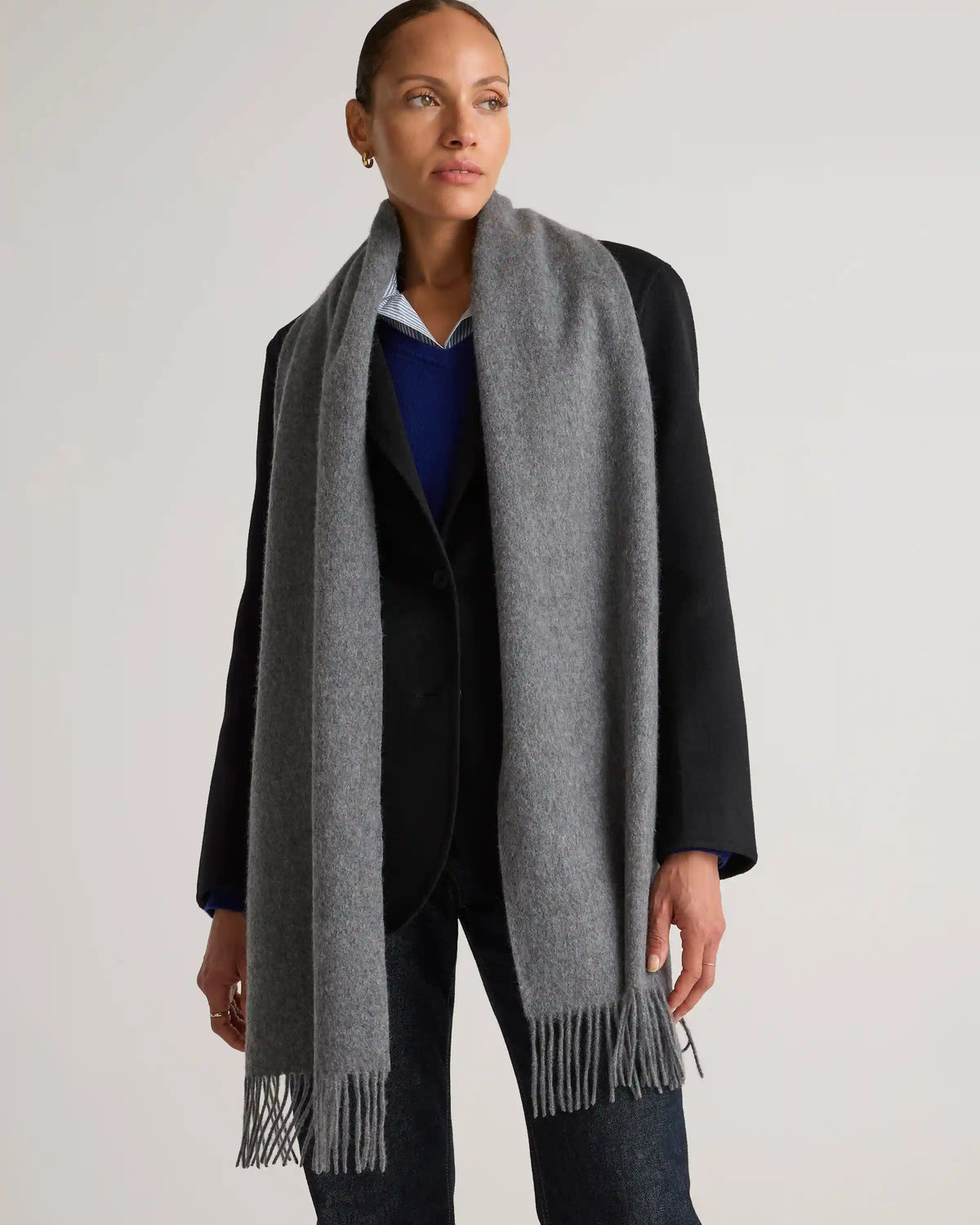 Mongolian Cashmere Woven Fringe Scarf