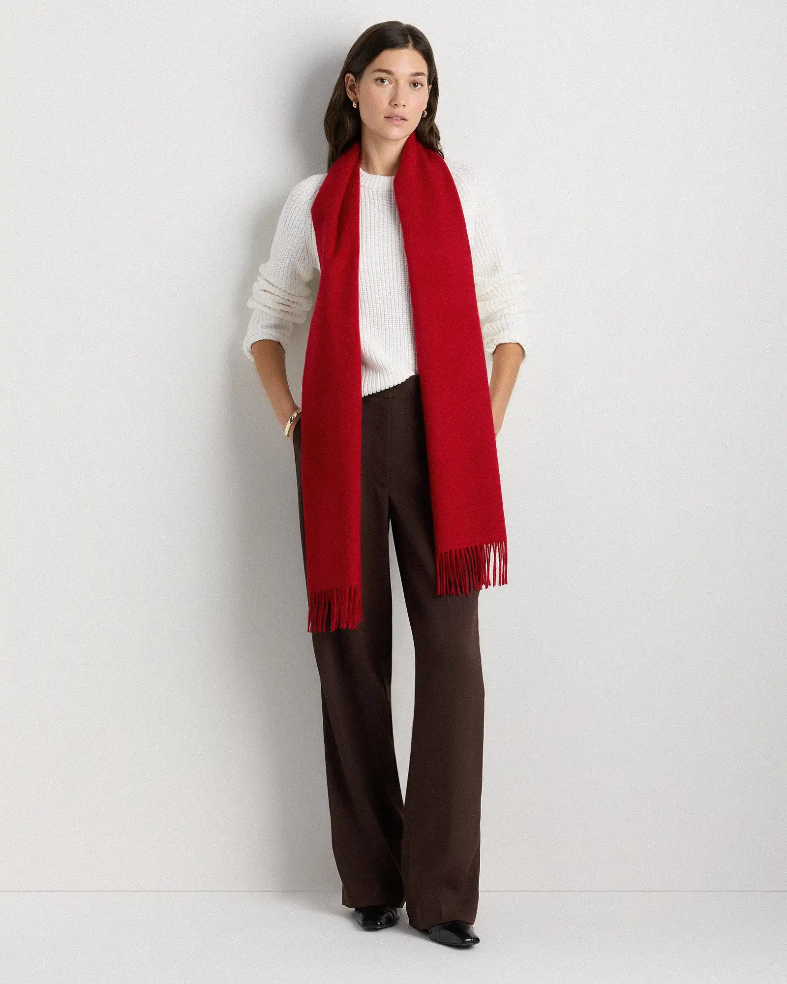 Mongolian Cashmere Woven Fringe Scarf