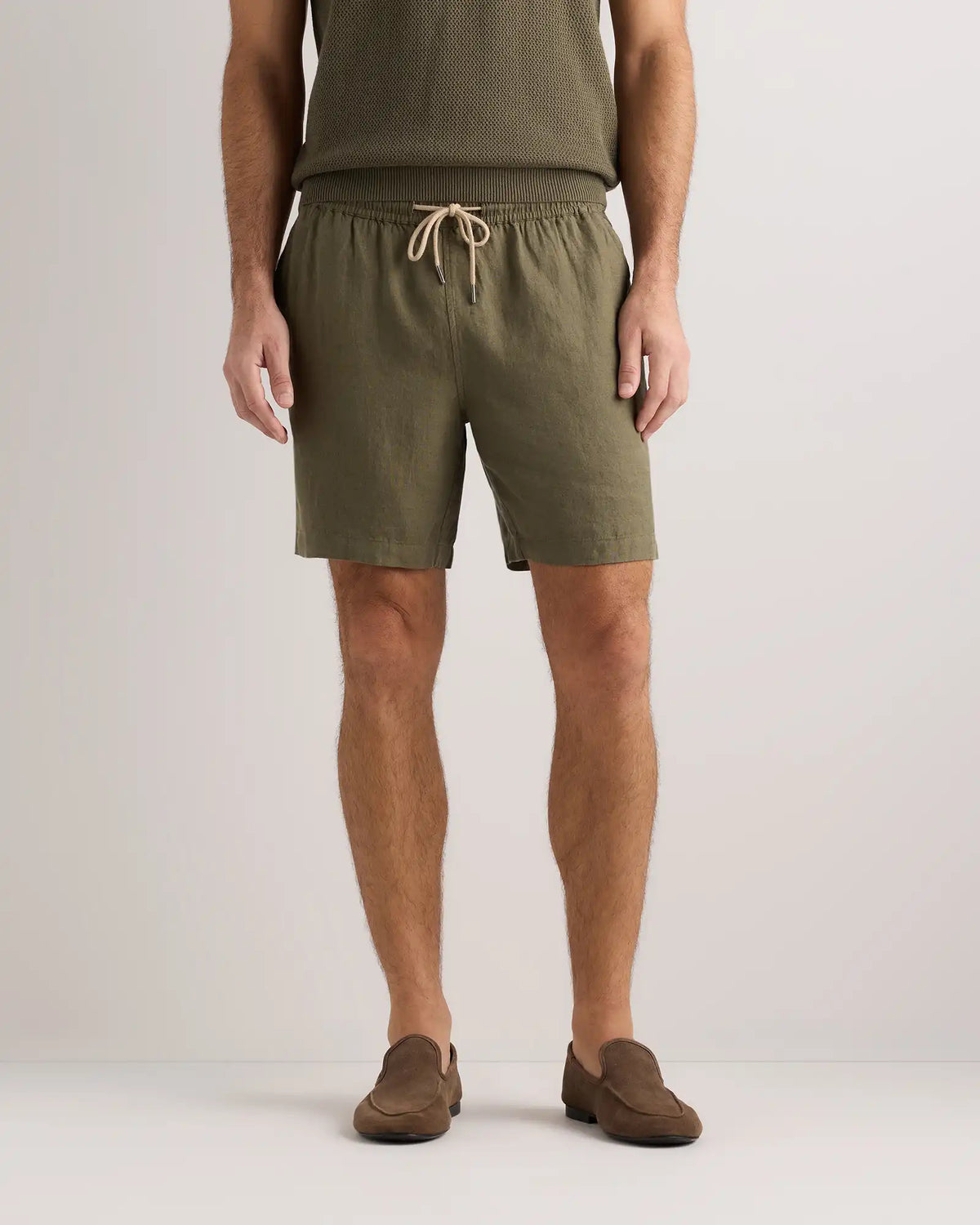 100% European Linen Drawstring Beach Shorts - 7"