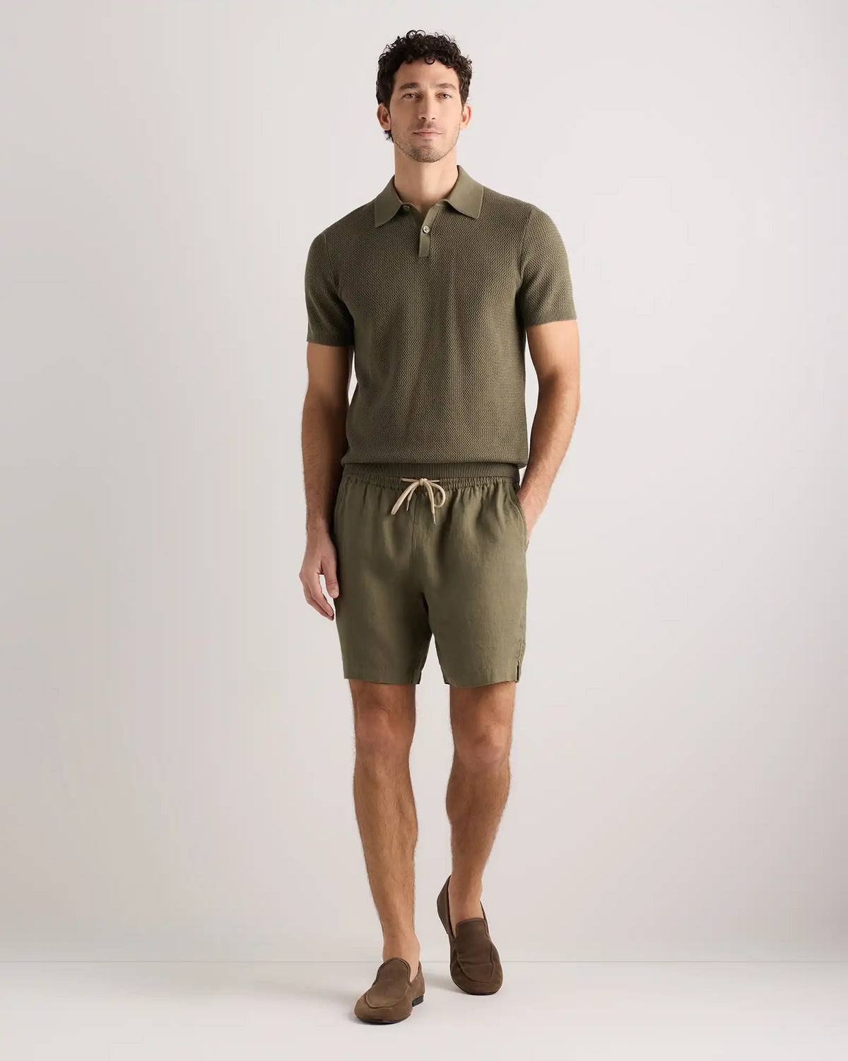 100% European Linen Drawstring Beach Shorts - 7"