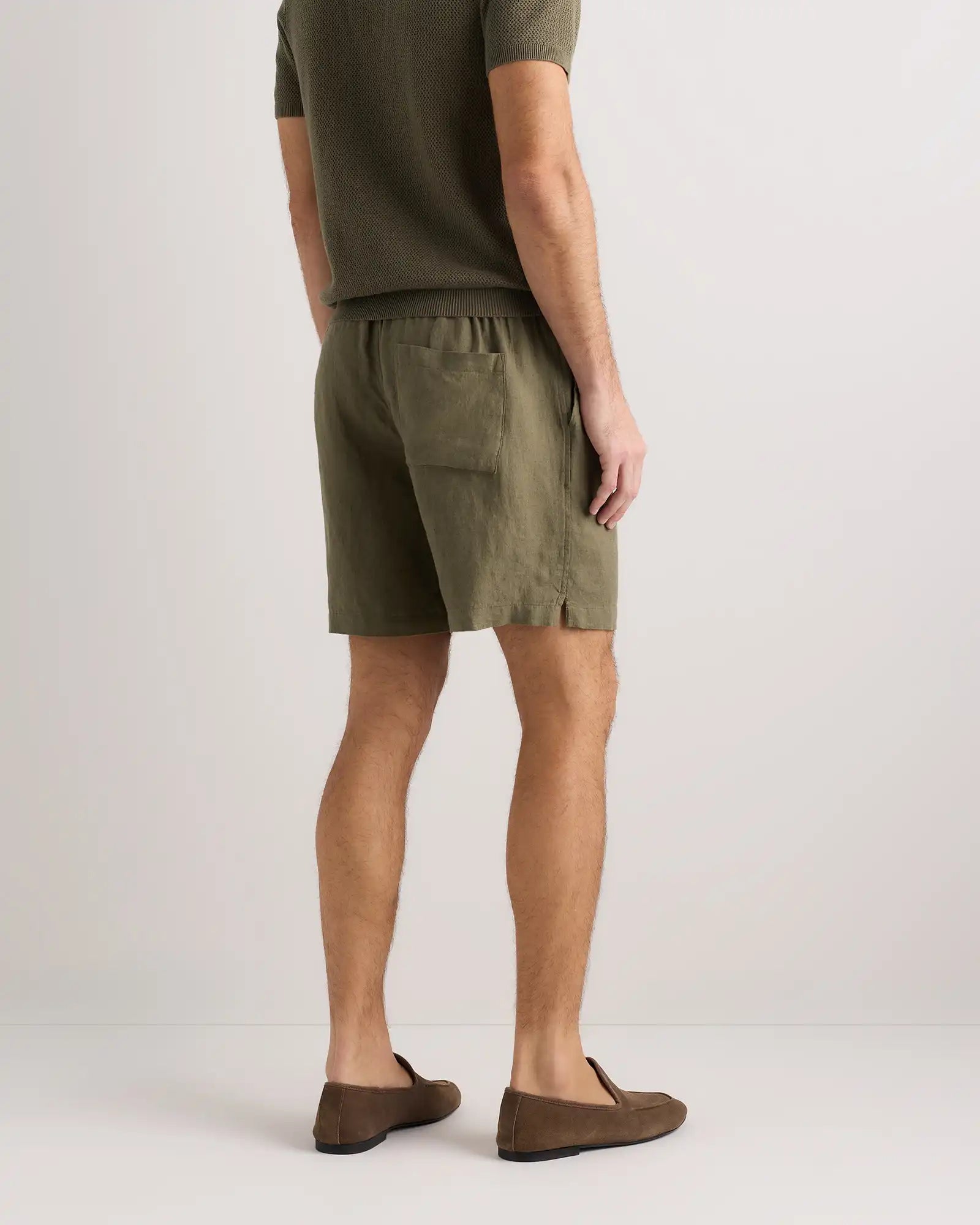 100% European Linen Drawstring Beach Shorts - 7"