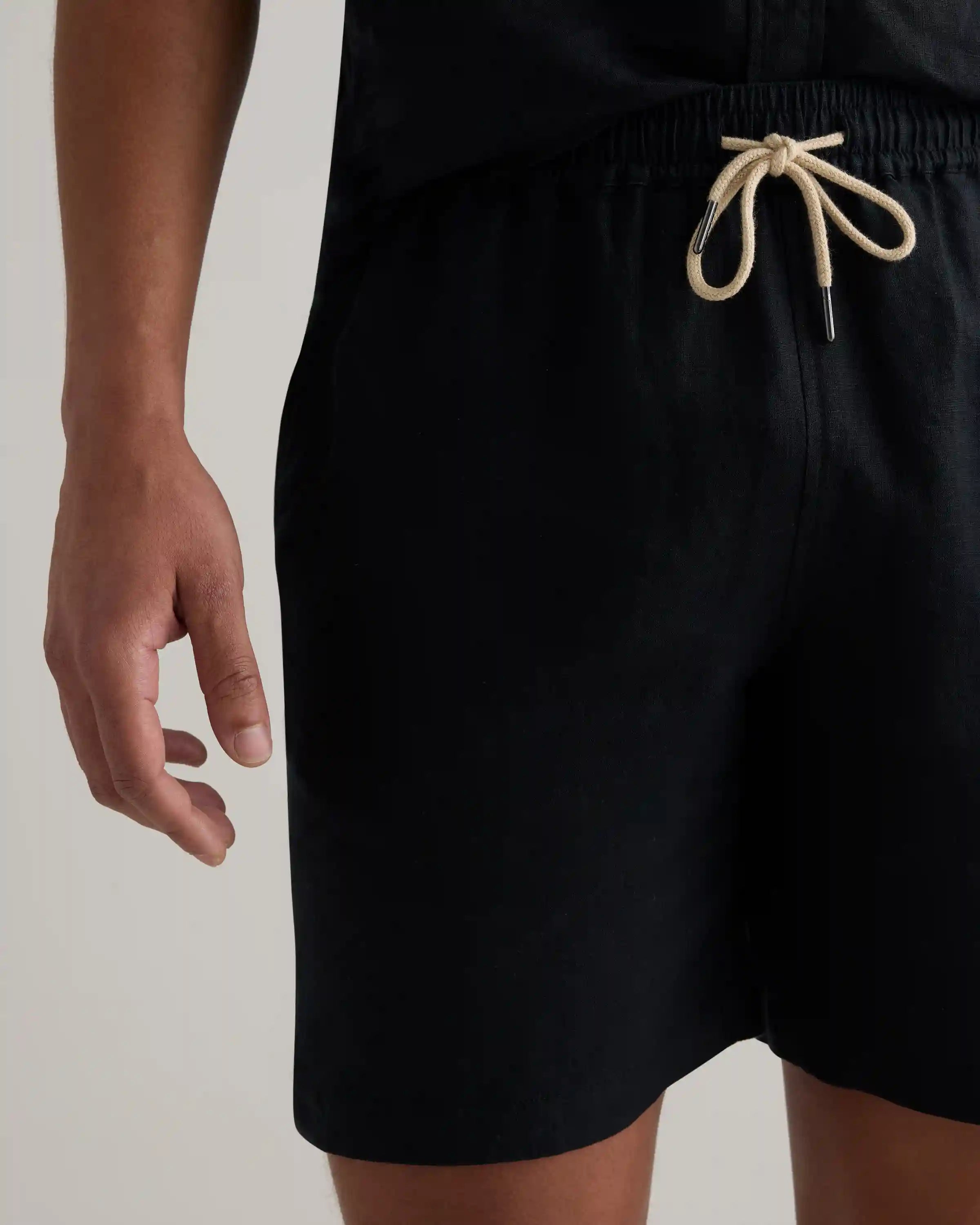 100% European Linen Drawstring Beach Shorts - 7"