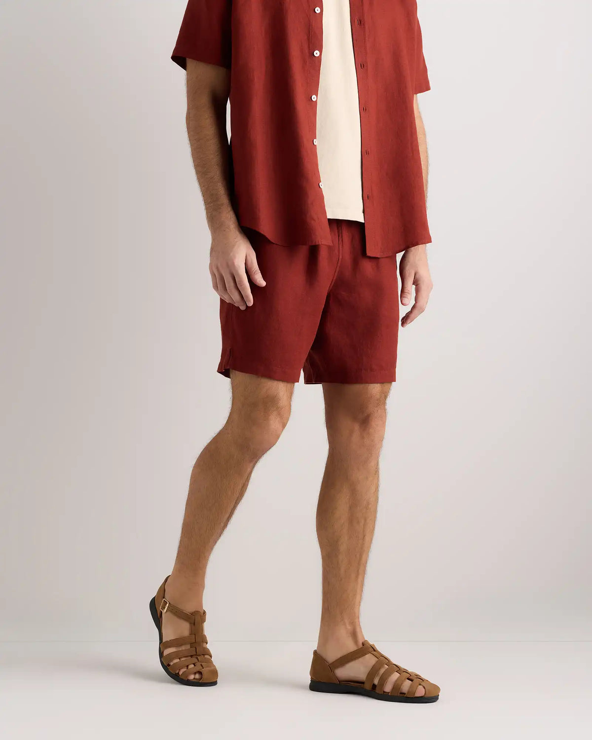100% European Linen Drawstring Beach Shorts - 7"