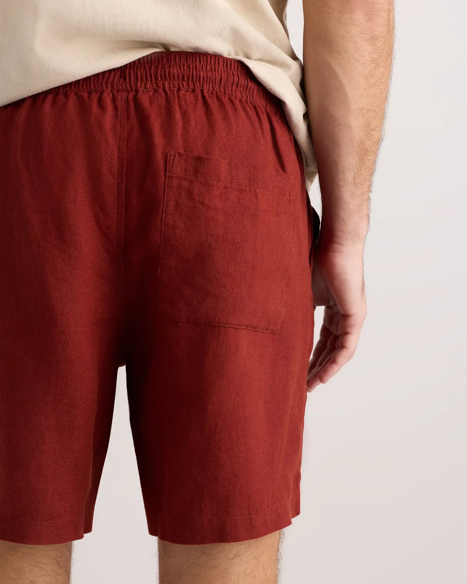 100% European Linen Drawstring Beach Shorts - 7"