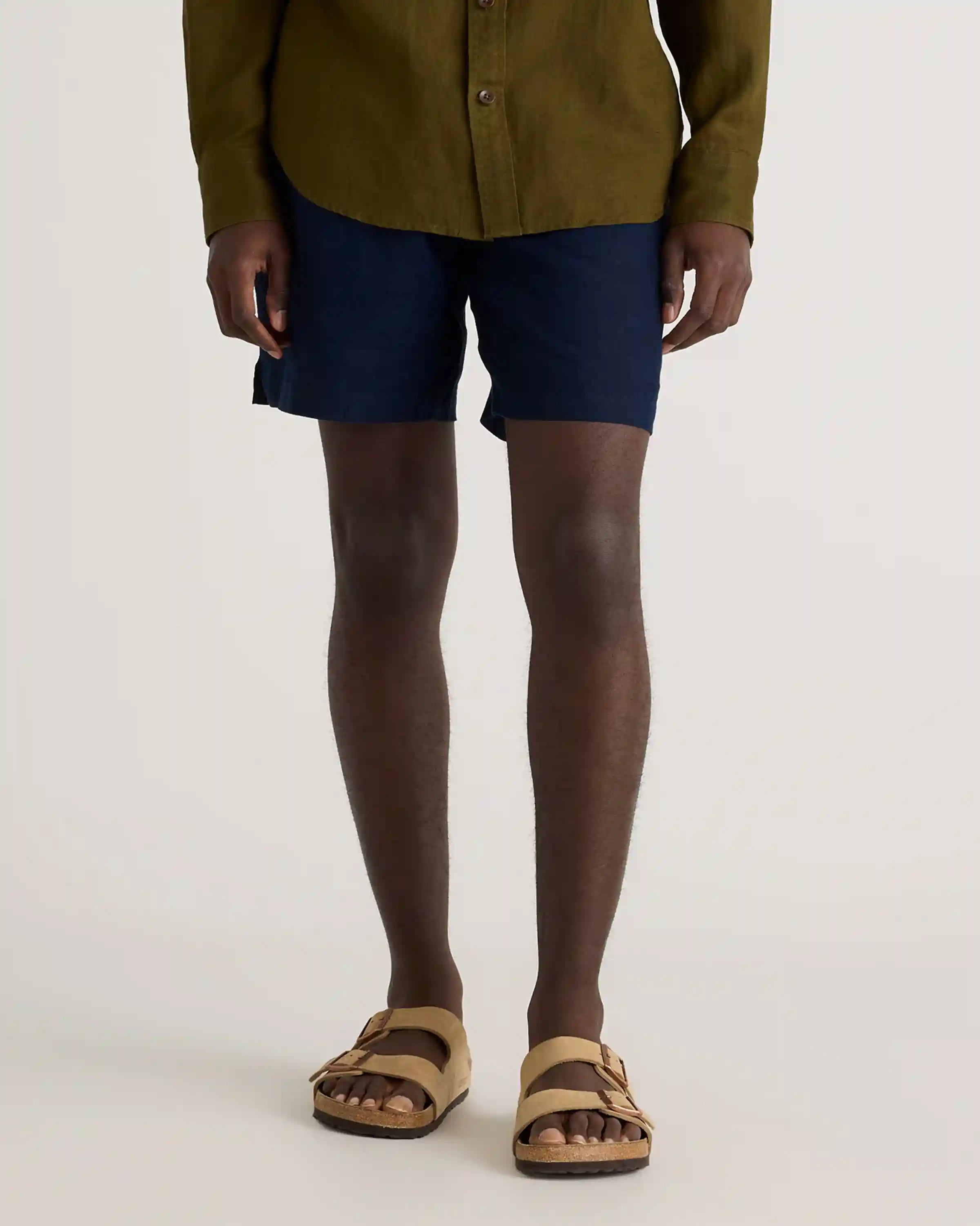 100% European Linen Drawstring Beach Shorts - 7"