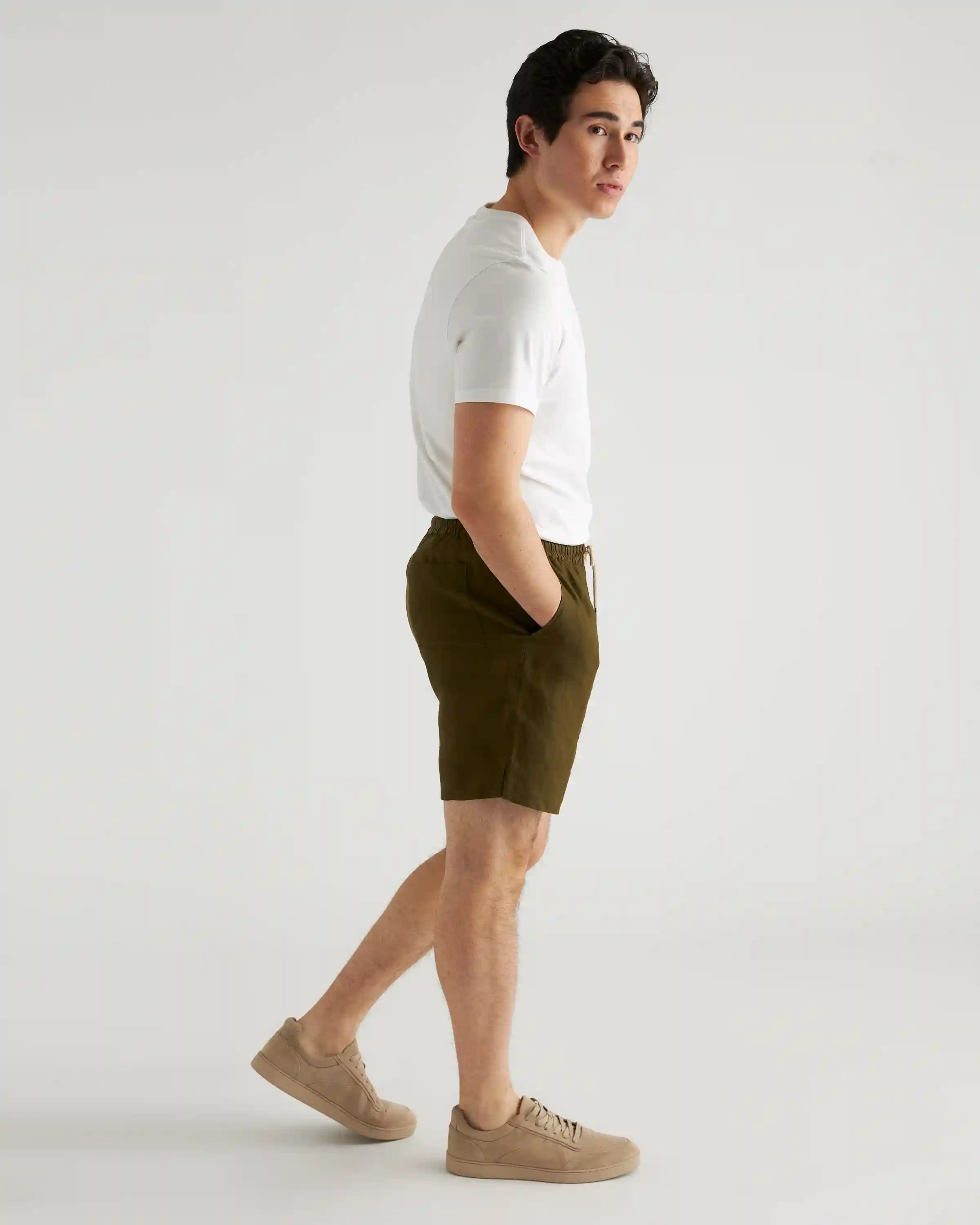 100% European Linen Drawstring Beach Shorts - 7"