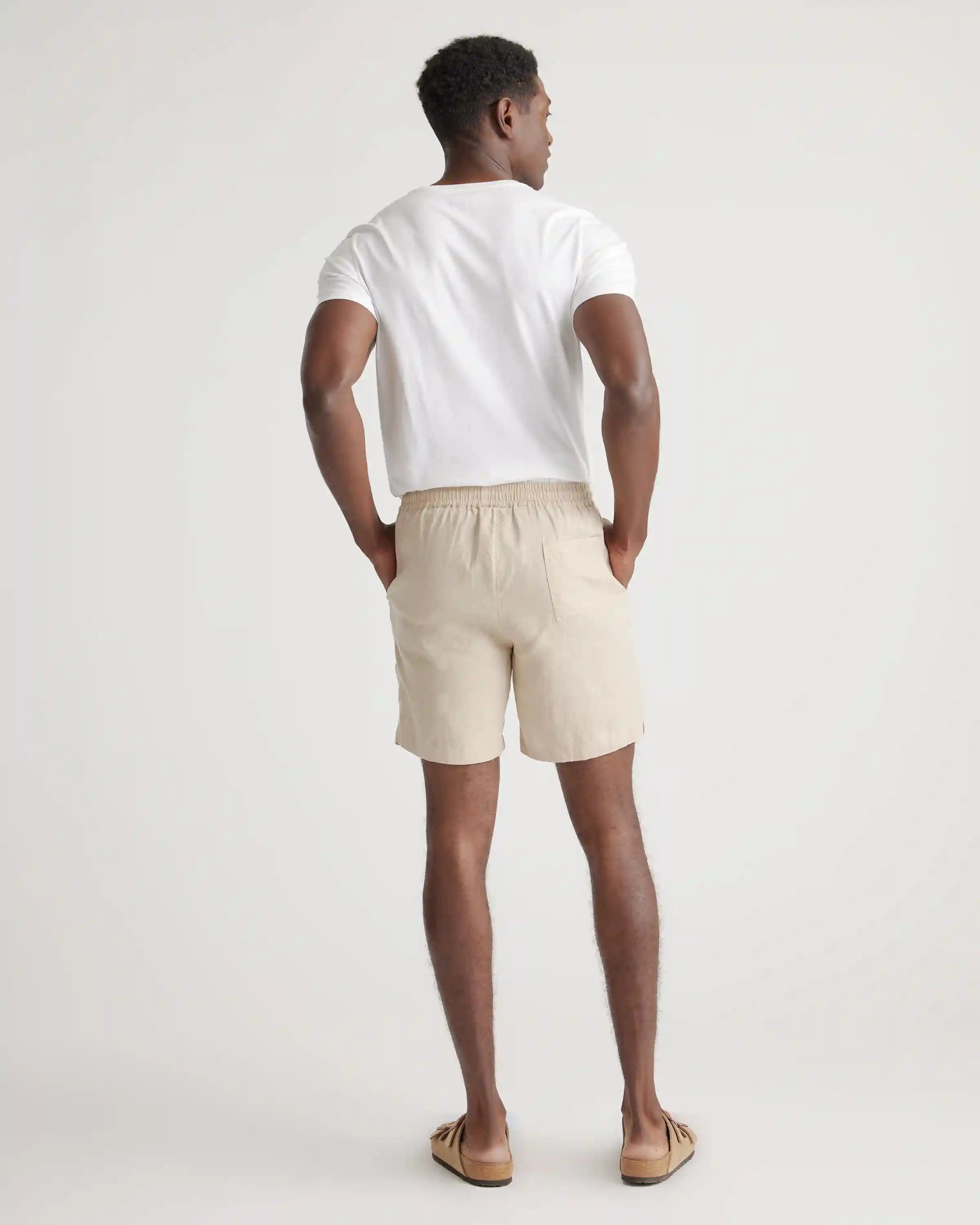 100% European Linen Drawstring Beach Shorts - 7"