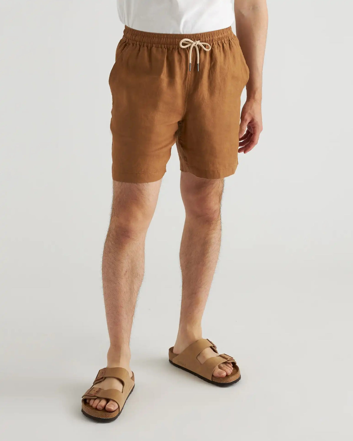100% European Linen Drawstring Beach Shorts - 7"