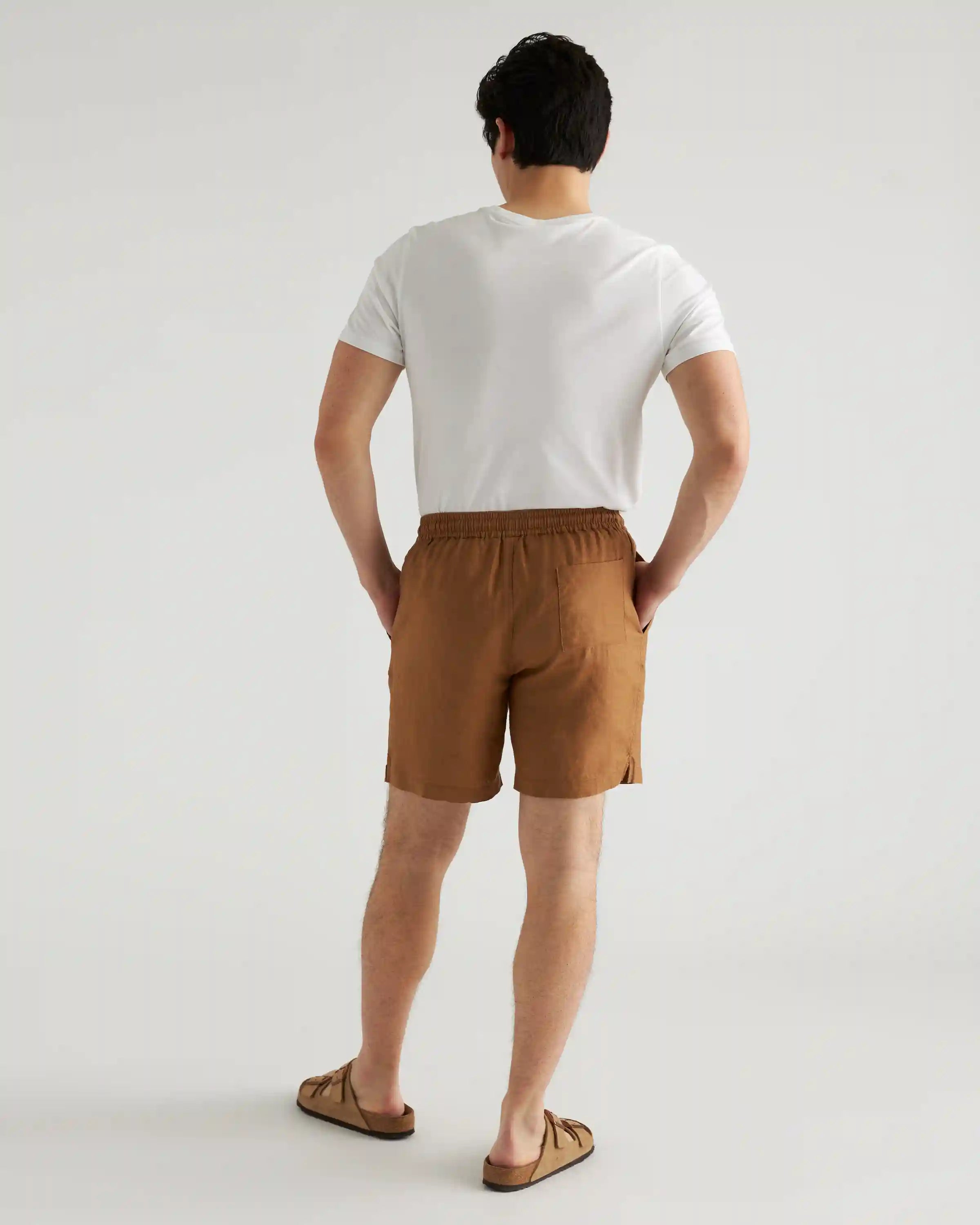 100% European Linen Drawstring Beach Shorts - 7"