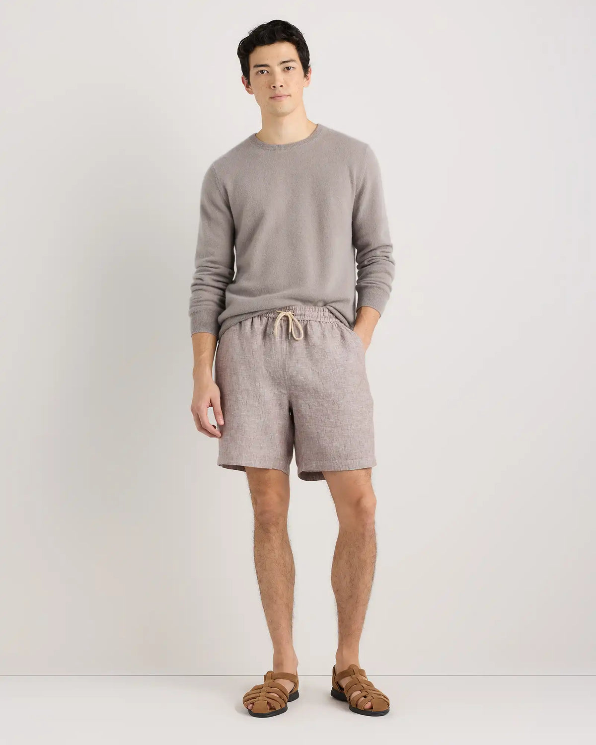 100% European Linen Drawstring Beach Shorts - 7"