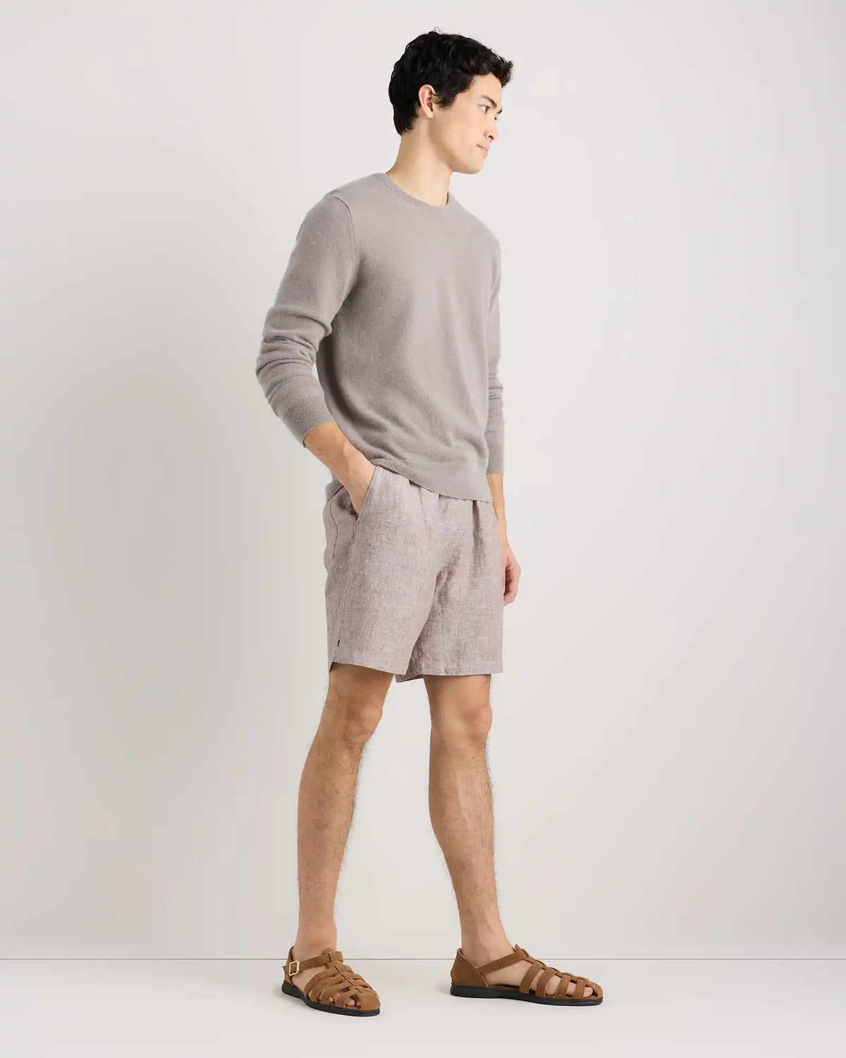 100% European Linen Drawstring Beach Shorts - 7"
