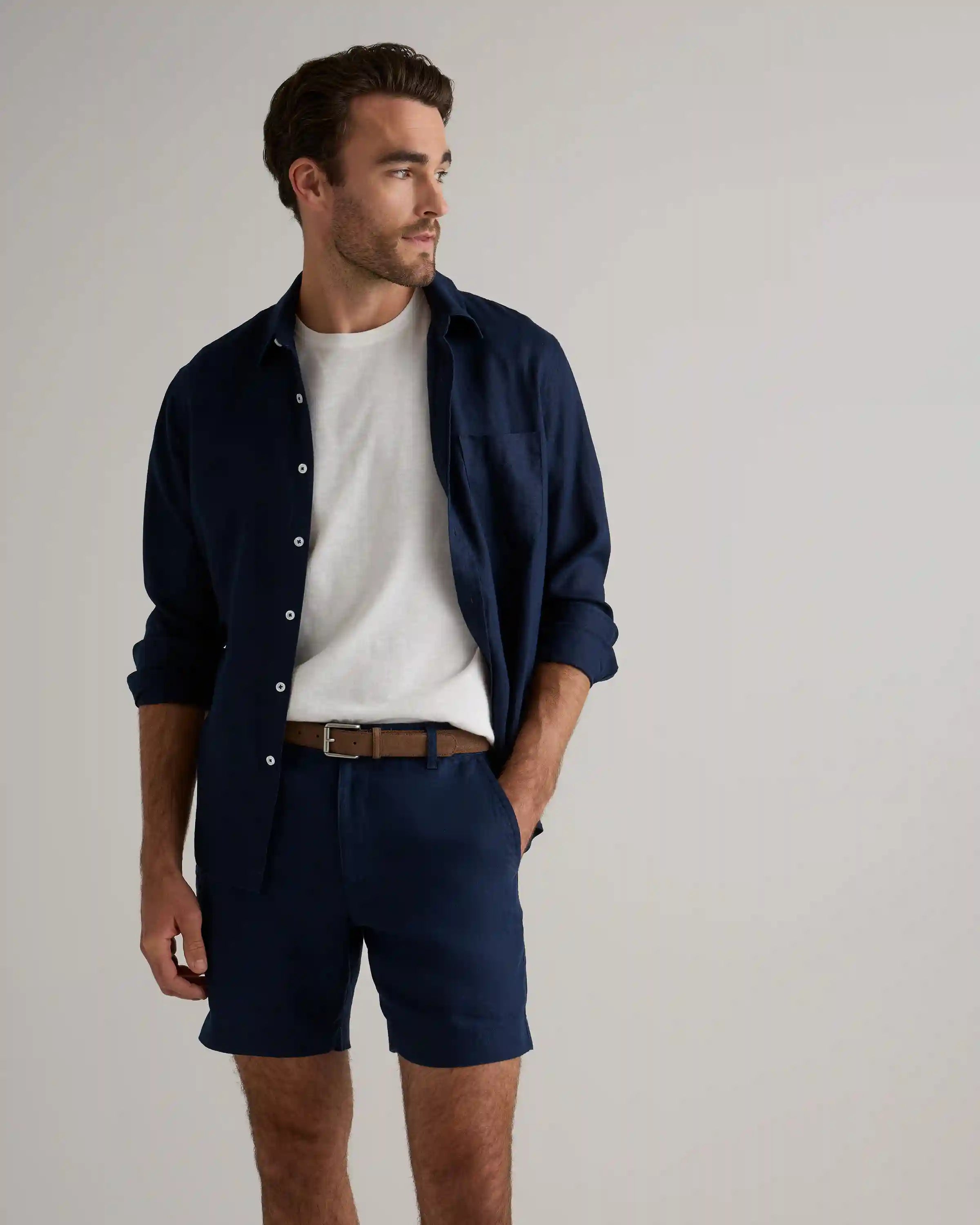 100% European Linen Trouser Shorts - 7"