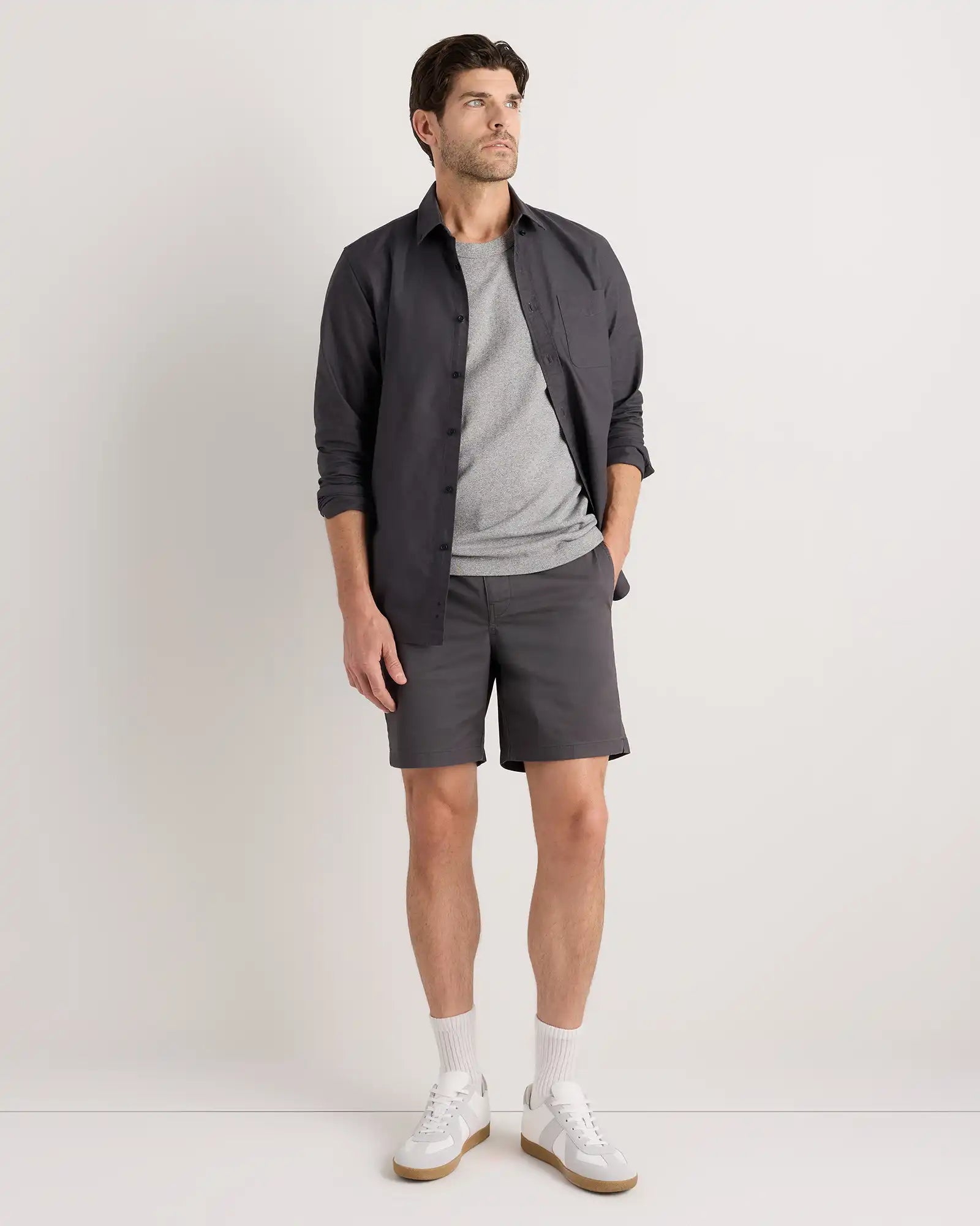 Organic Stretch Cotton Pull On Chino Shorts - 7"