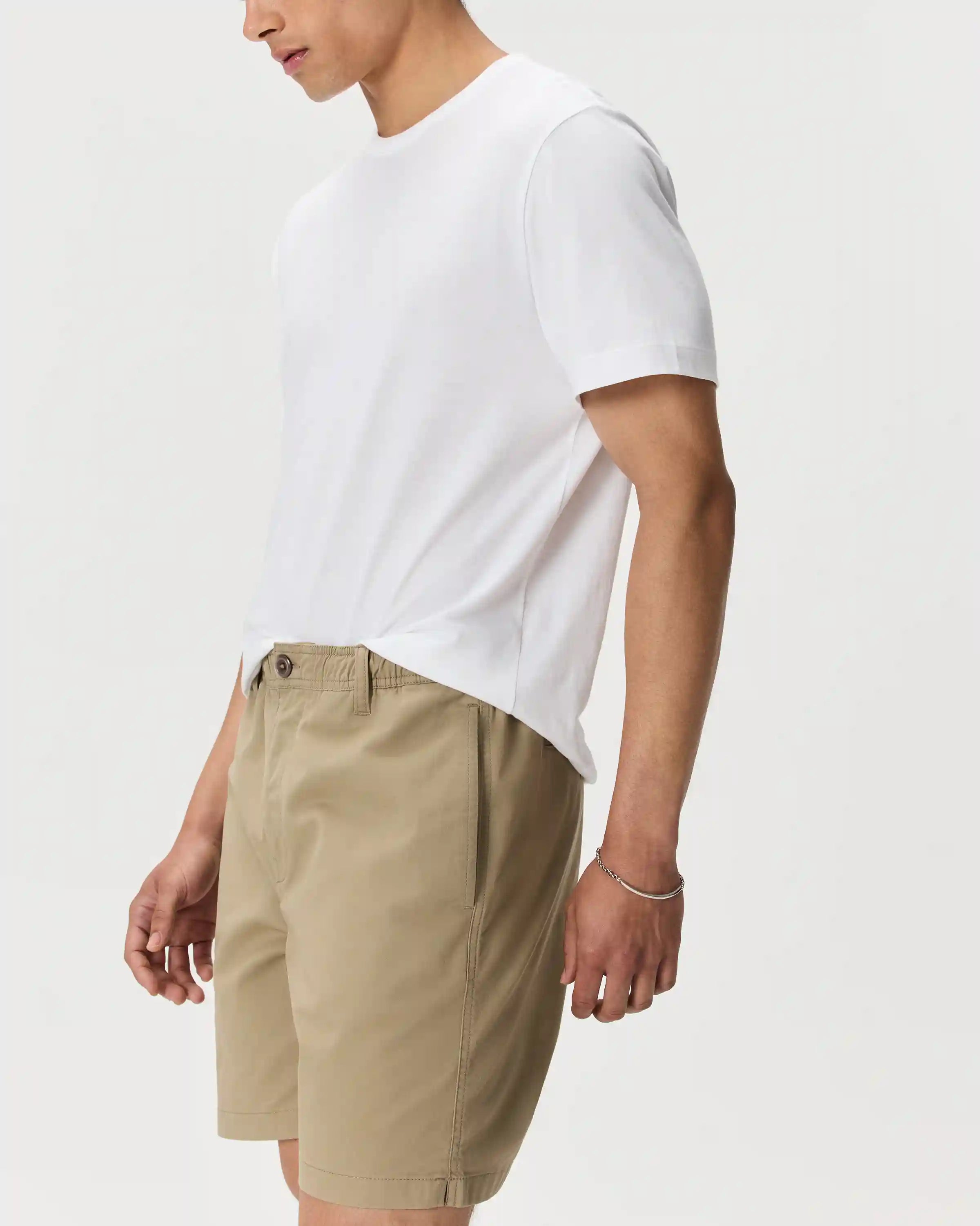 Organic Stretch Cotton Pull On Chino Shorts - 7"