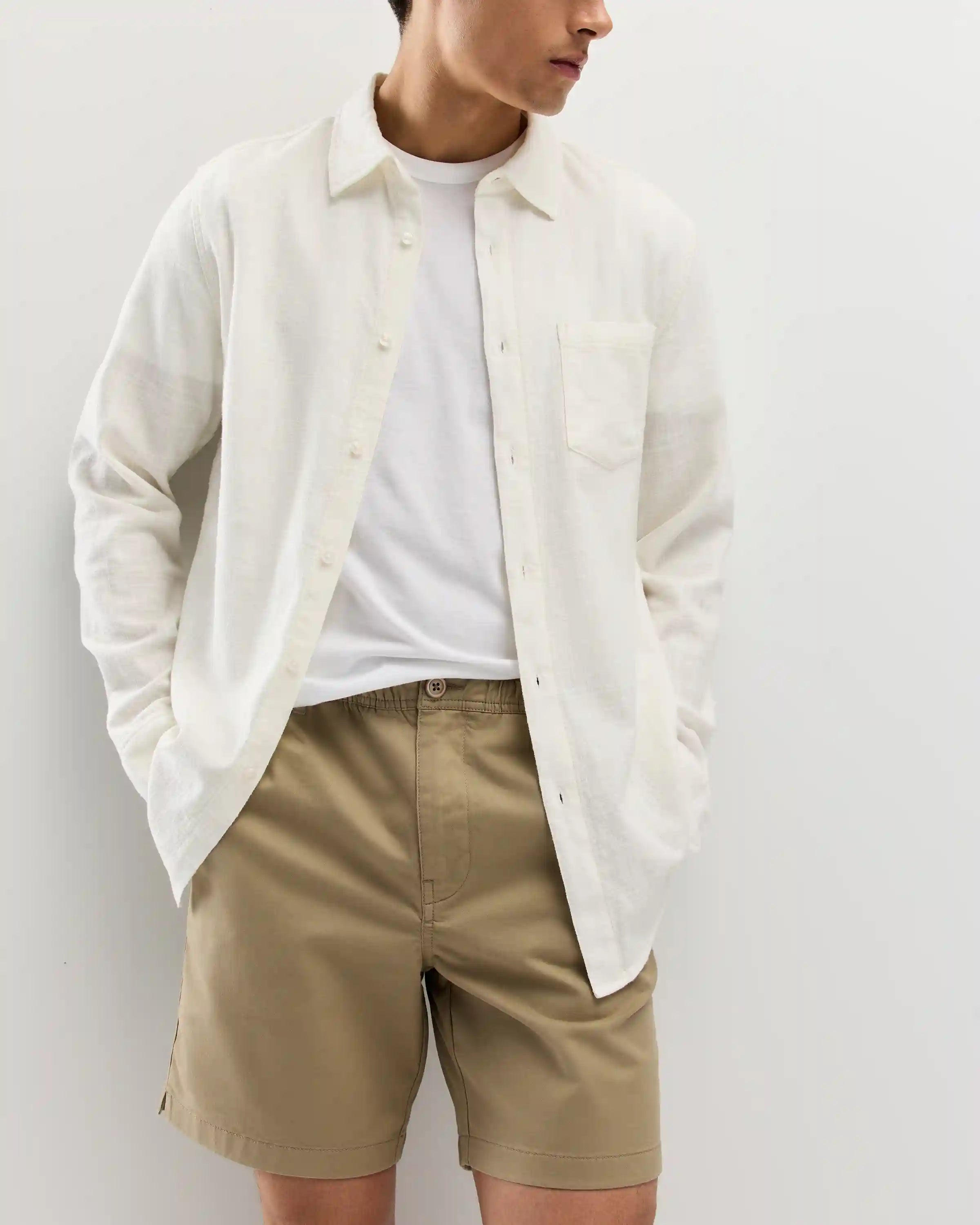 Organic Stretch Cotton Pull On Chino Shorts - 7"