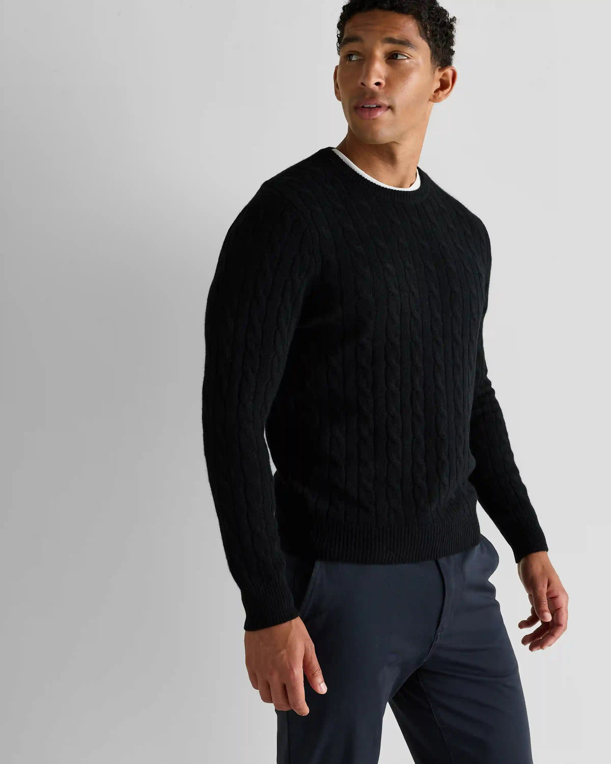 Mongolian Cashmere Classic Cable Crewneck Sweater