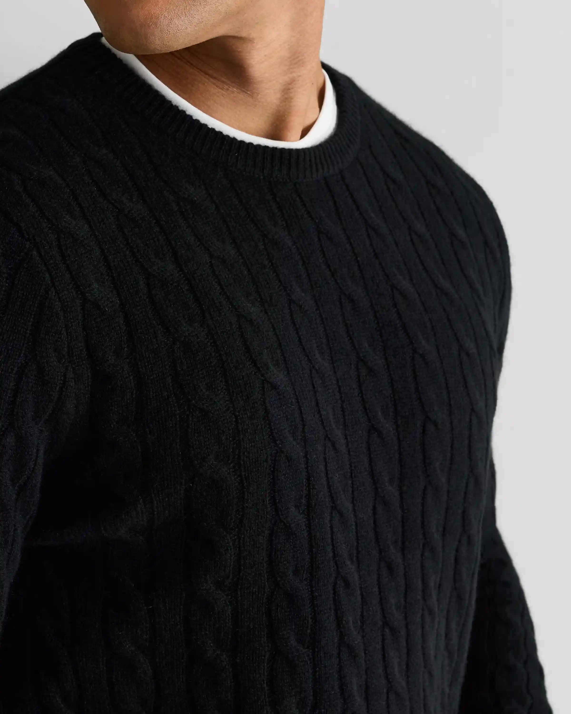 Mongolian Cashmere Classic Cable Crewneck Sweater