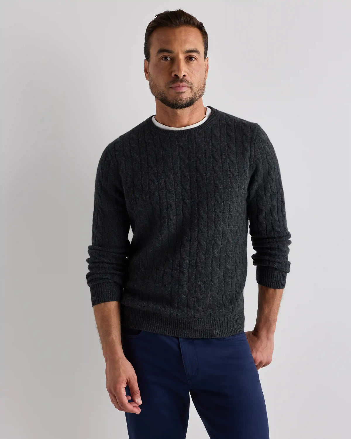 Mongolian Cashmere Classic Cable Crewneck Sweater