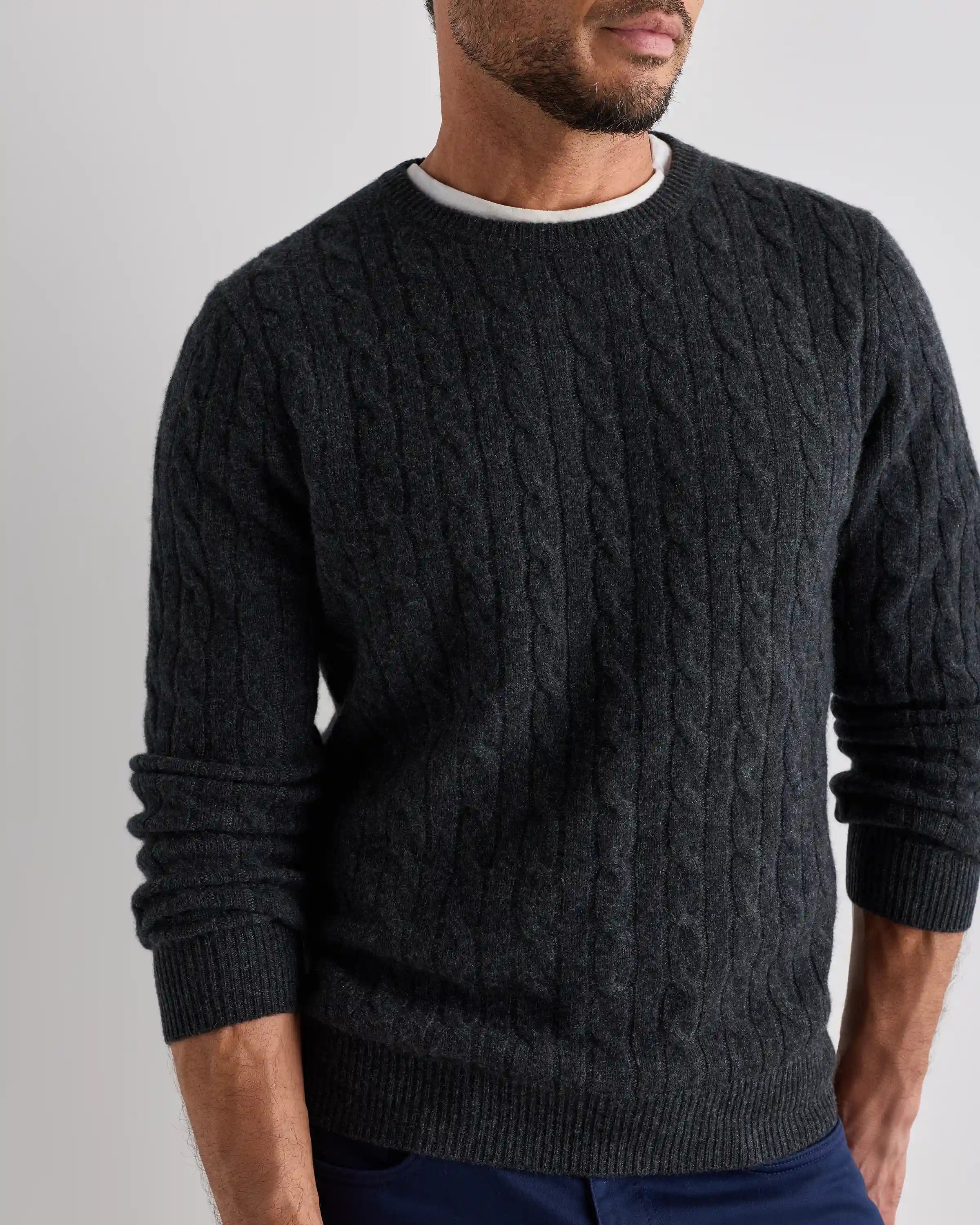 Mongolian Cashmere Classic Cable Crewneck Sweater