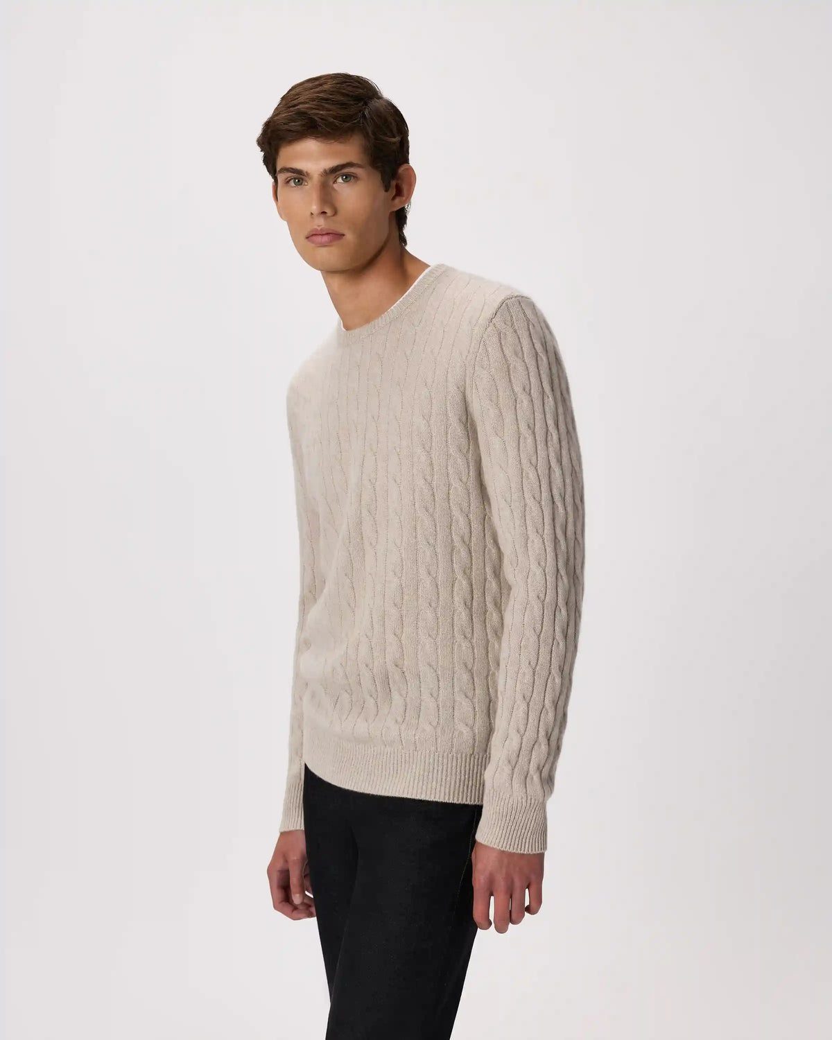 Mongolian Cashmere Classic Cable Crewneck Sweater