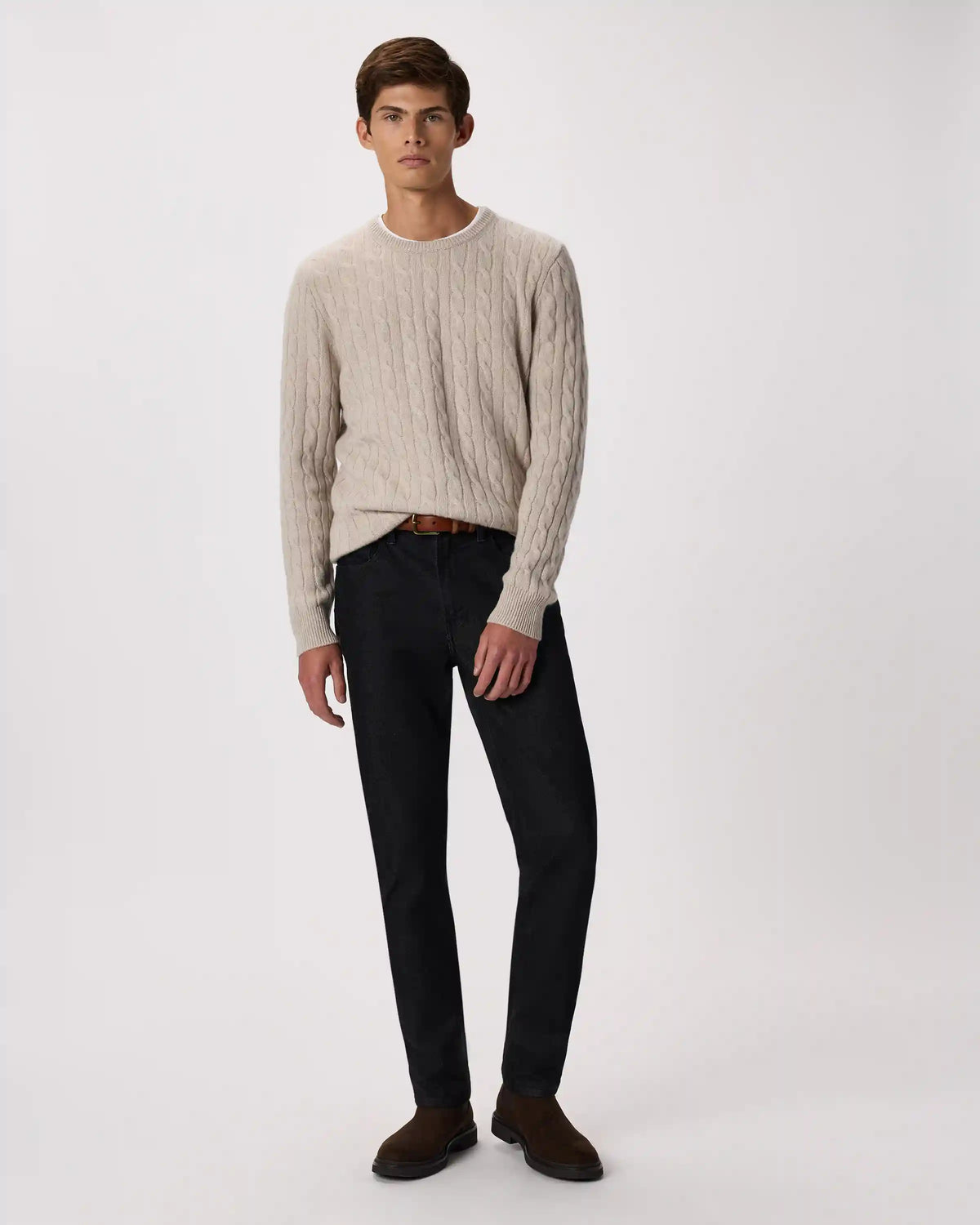 Mongolian Cashmere Classic Cable Crewneck Sweater