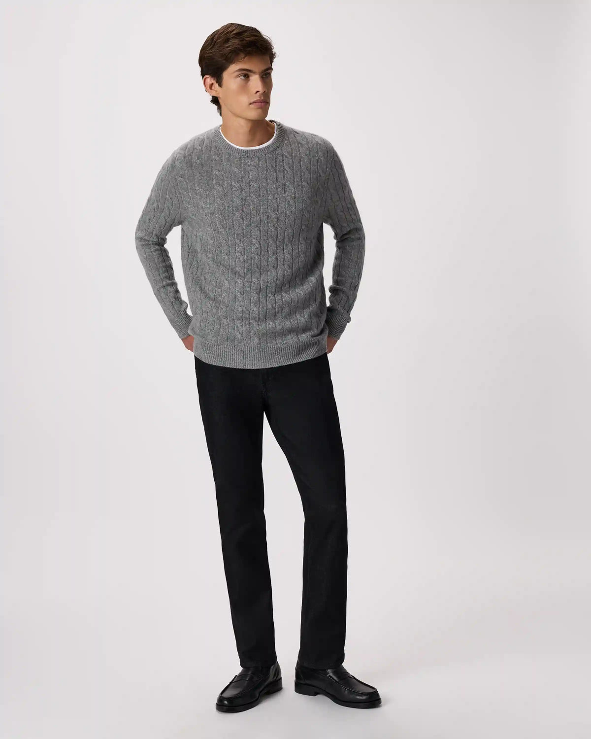 Mongolian Cashmere Classic Cable Crewneck Sweater