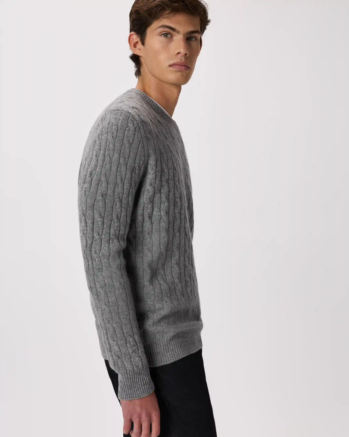 Mongolian Cashmere Classic Cable Crewneck Sweater