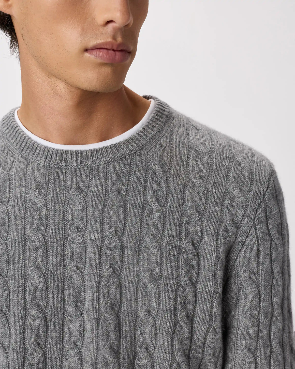 Mongolian Cashmere Classic Cable Crewneck Sweater
