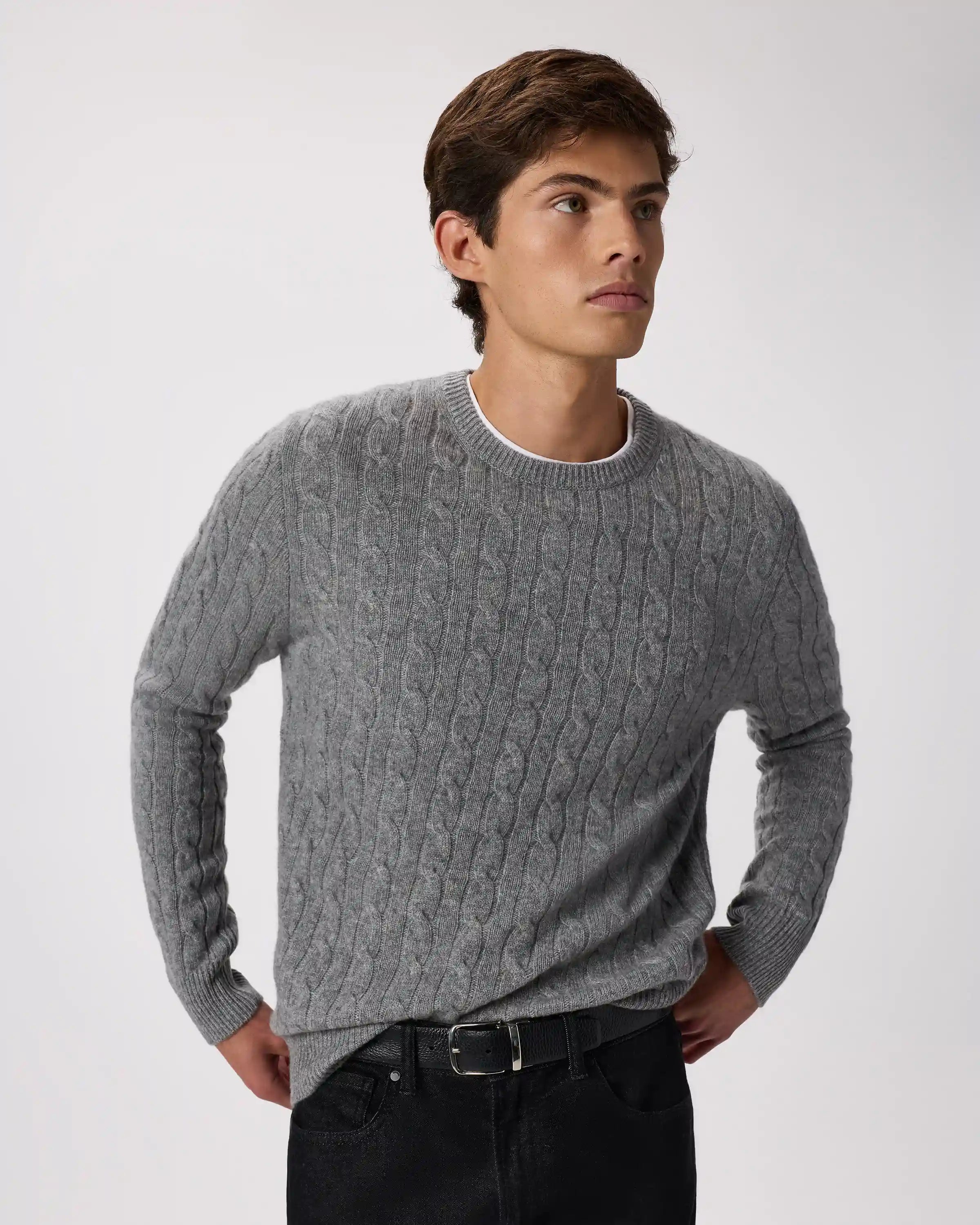 Mongolian Cashmere Classic Cable Crewneck Sweater