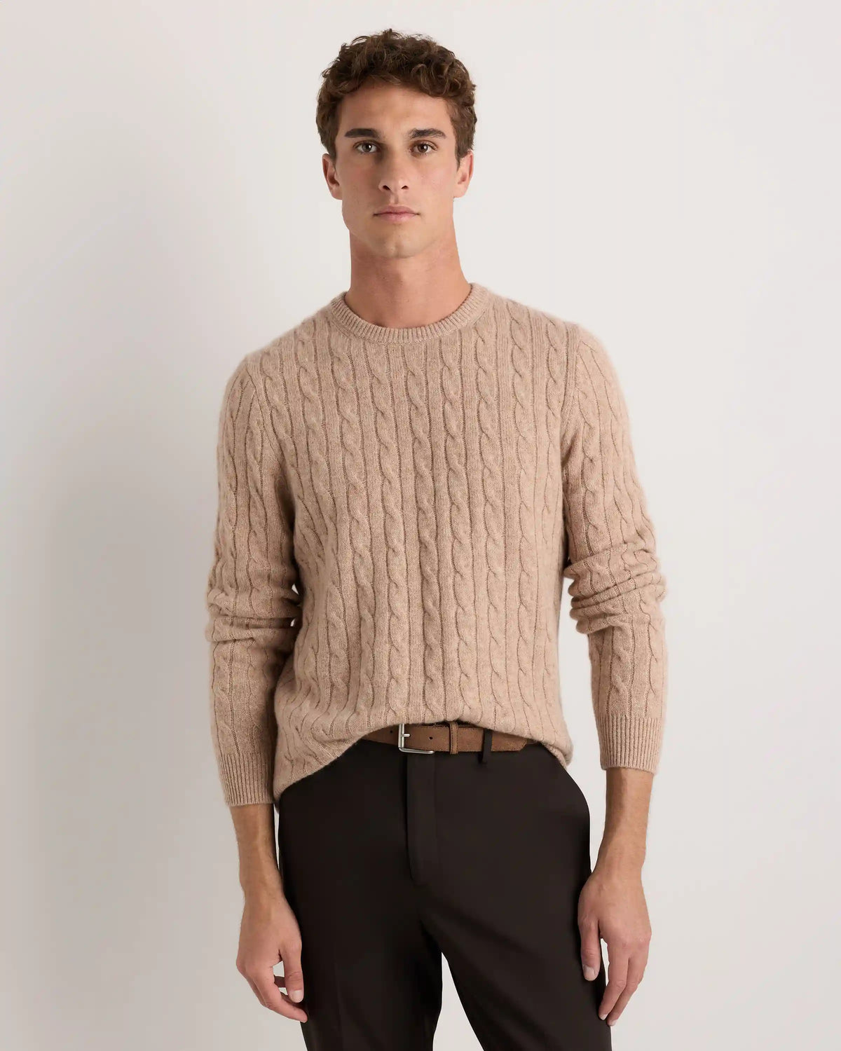 Mongolian Cashmere Classic Cable Crewneck Sweater
