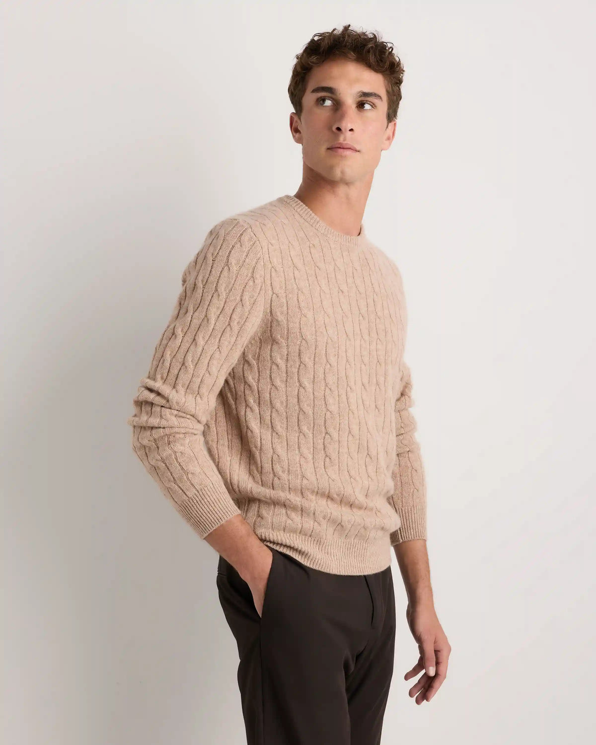 Mongolian Cashmere Classic Cable Crewneck Sweater
