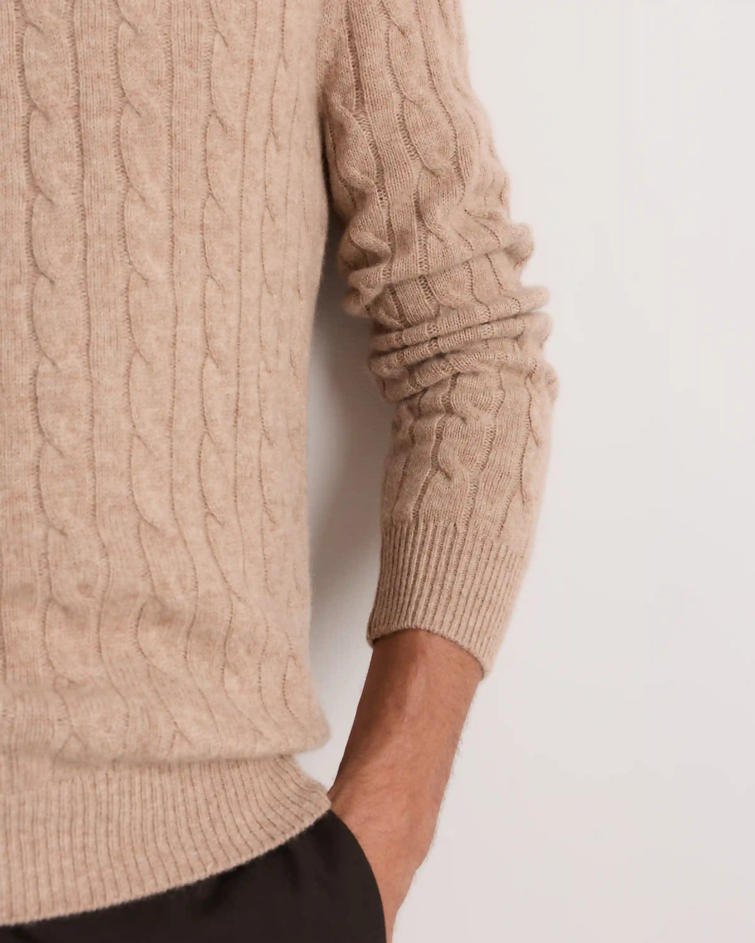 Mongolian Cashmere Classic Cable Crewneck Sweater