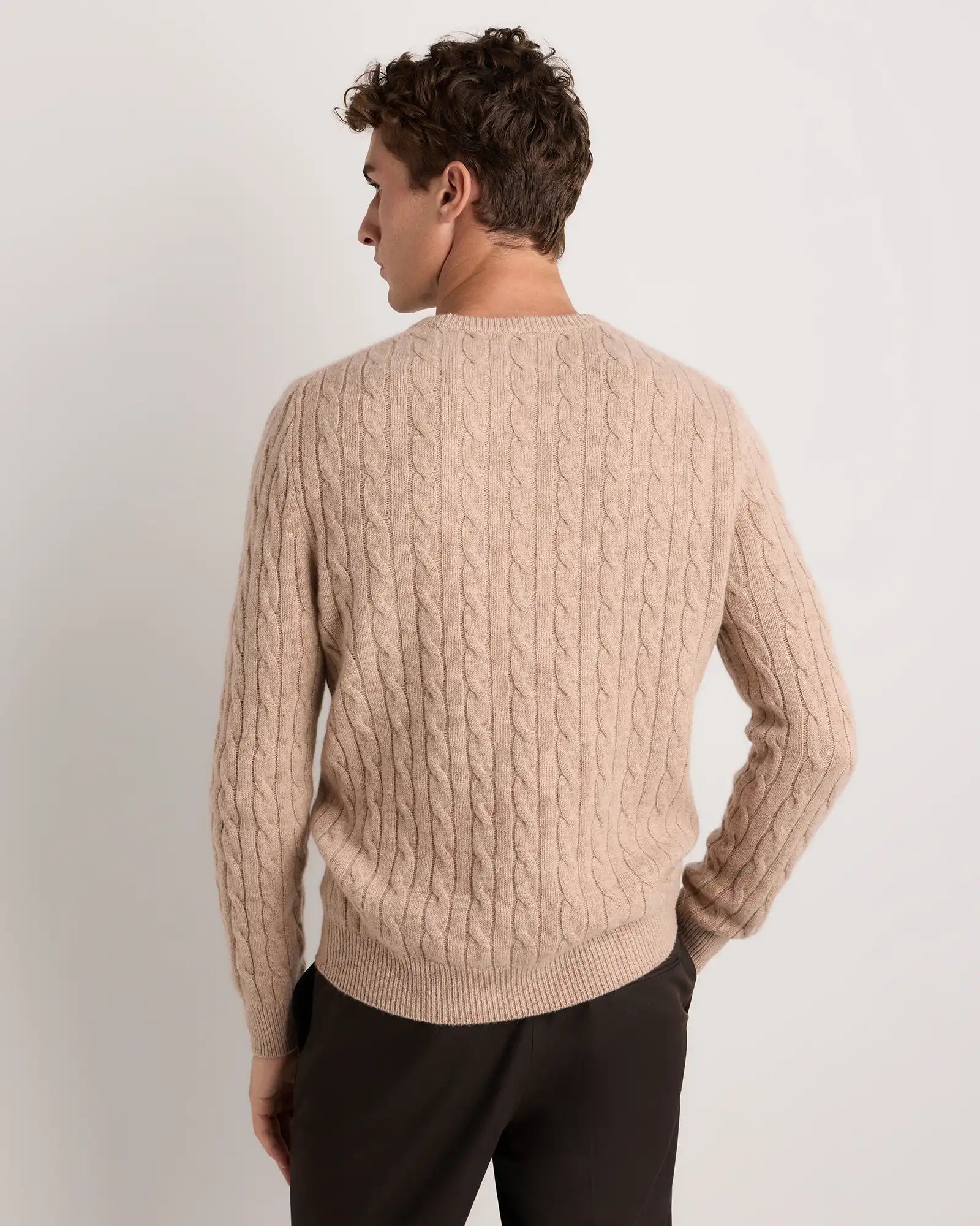 Mongolian Cashmere Classic Cable Crewneck Sweater