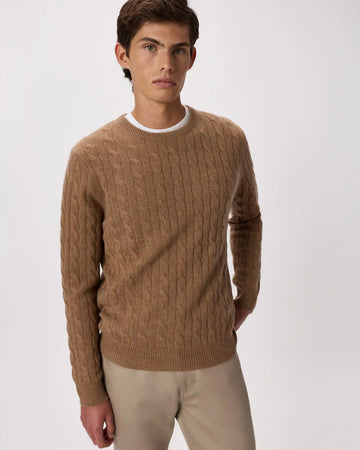 Mongolian Cashmere Classic Cable Crewneck Sweater