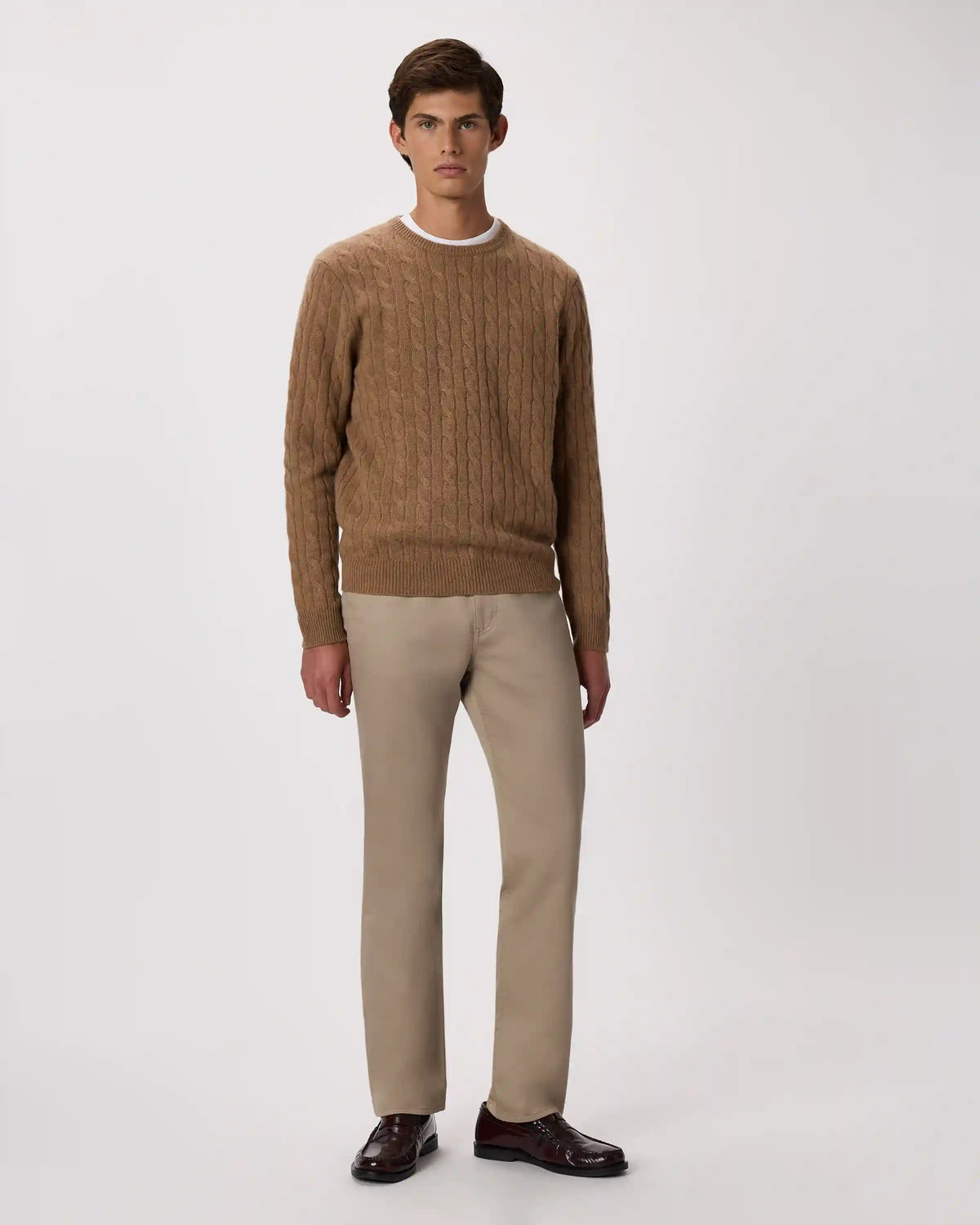 Mongolian Cashmere Classic Cable Crewneck Sweater