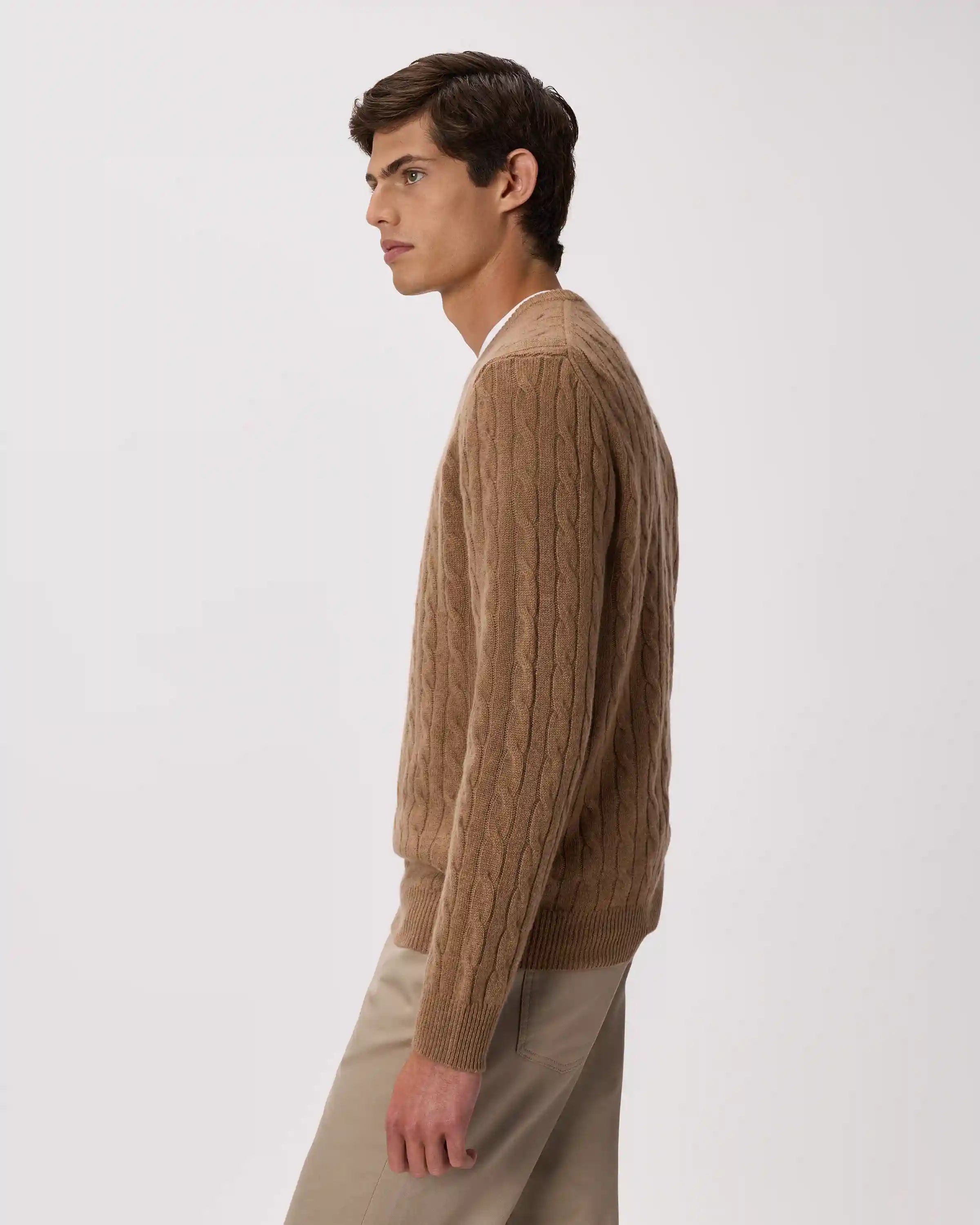 Mongolian Cashmere Classic Cable Crewneck Sweater