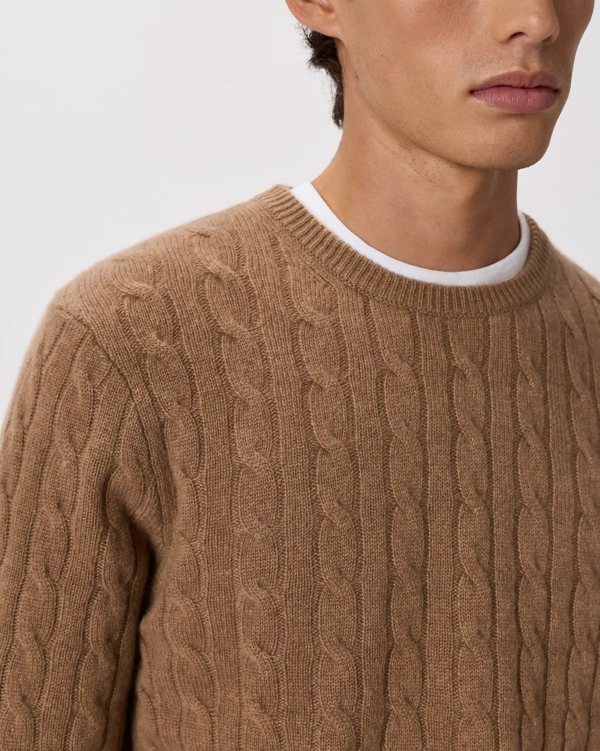 Mongolian Cashmere Classic Cable Crewneck Sweater