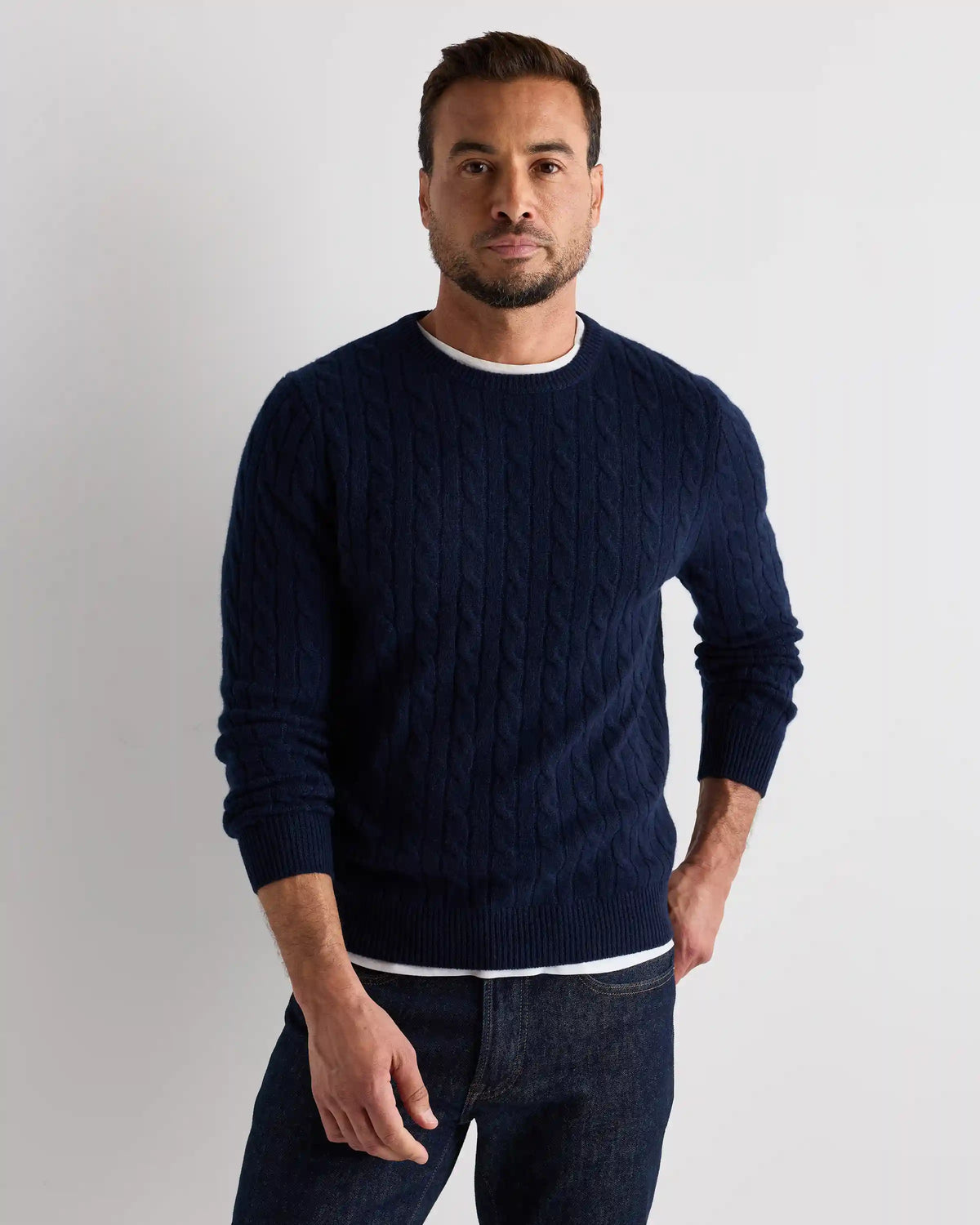 Mongolian Cashmere Classic Cable Crewneck Sweater