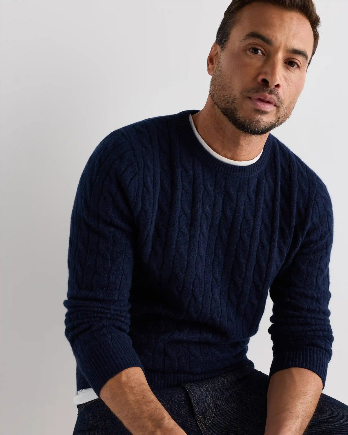 Mongolian Cashmere Classic Cable Crewneck Sweater