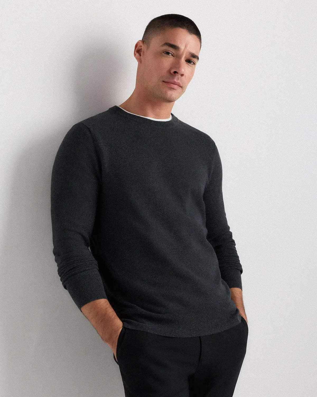 100% Organic Cotton Pique Crewneck Sweater